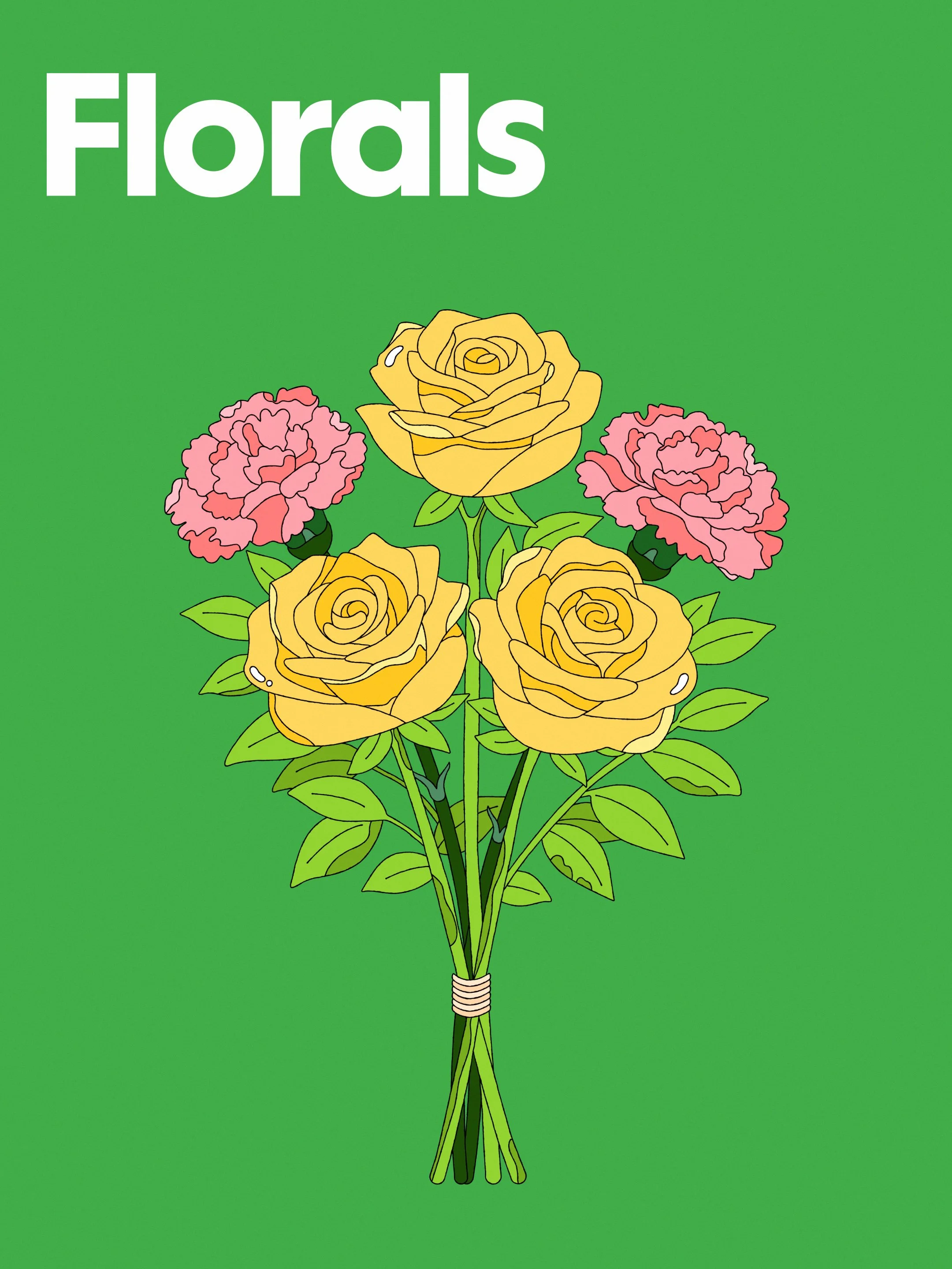 Custom floral illustration for Sam's Club — bouquet of roses and carnations for the retailer's brand identity system