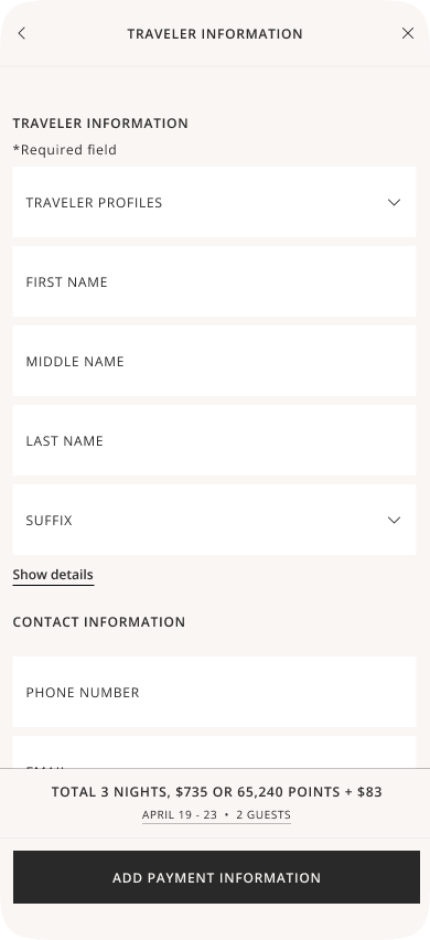 1.5 Booking flow / Traveler info