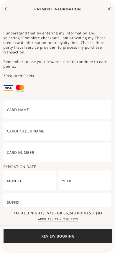 1.6 Booking flow / Payment info