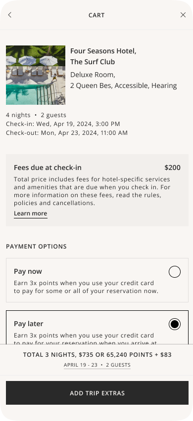 1.7 Booking flow / Cart