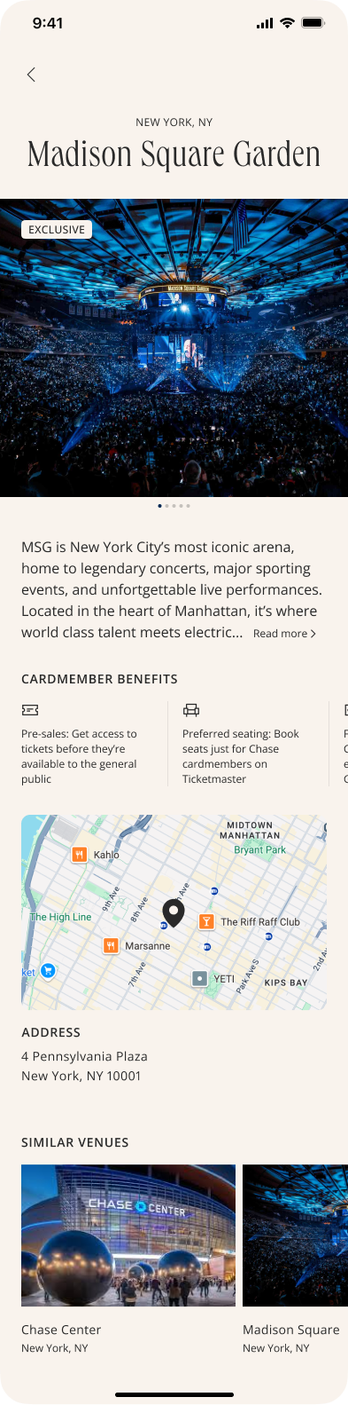 Venue detail page