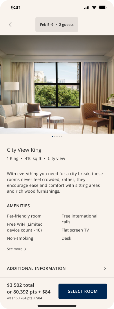 Room detail page