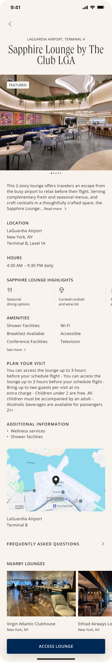Lounge detail page