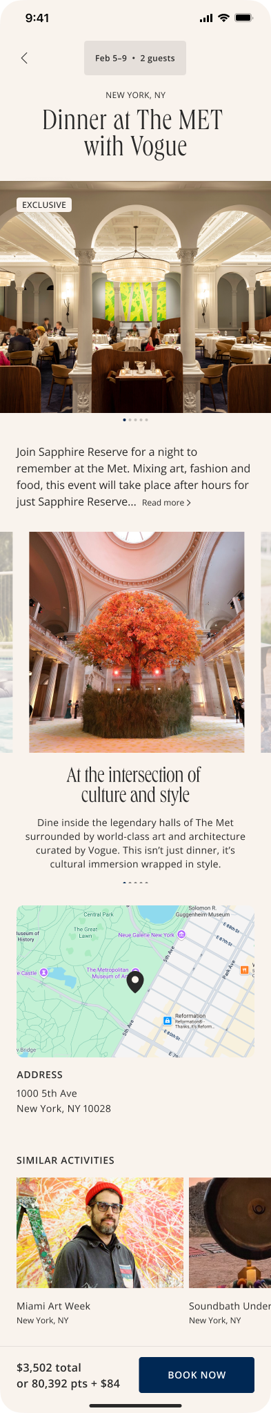 Experience detail page