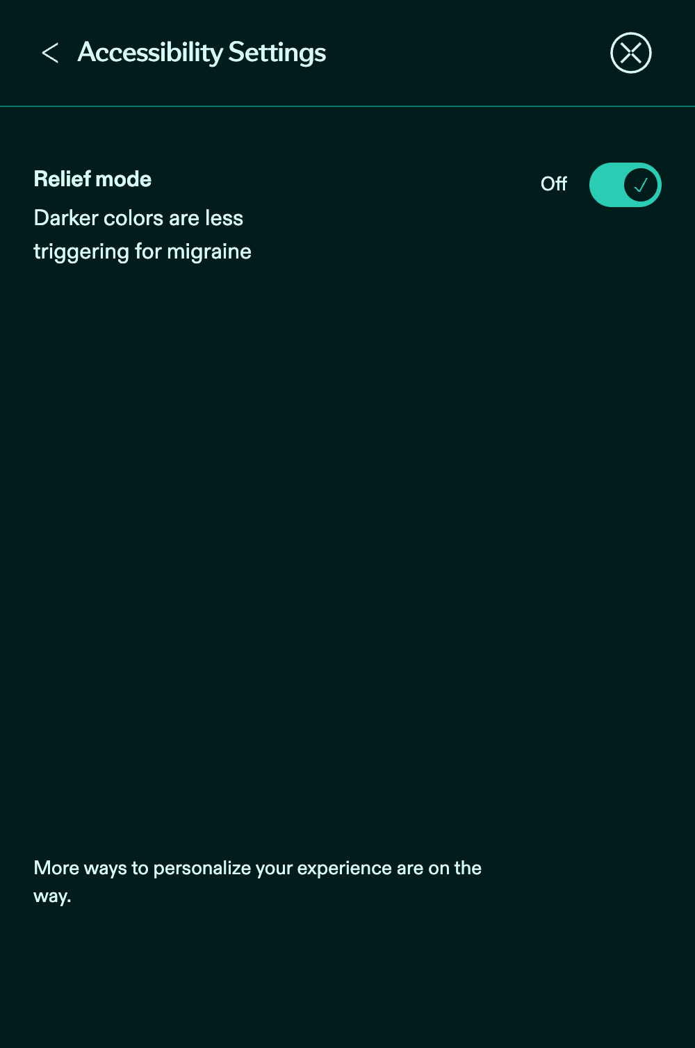 Tap on Relief Mode to toggle between color shifts