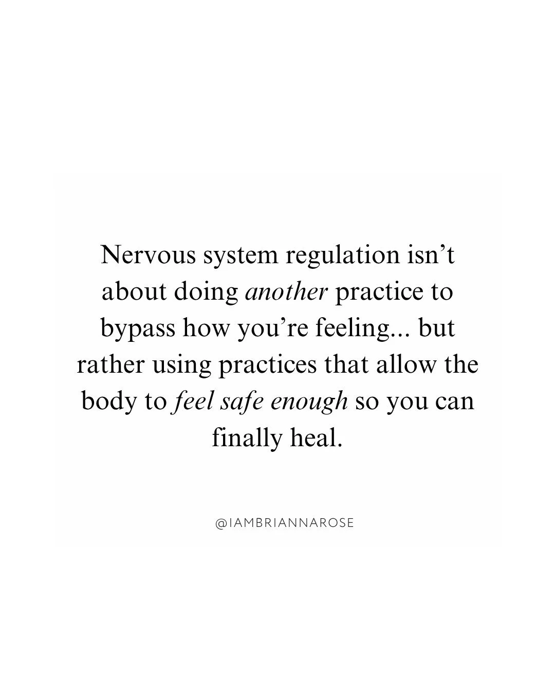 The key to nervous system regulation is using practices that allow the body to feel safe enough to finally heal ✨​​​​​​​​
​​​​​​​​
I see many who are infusing the same 'hustle' energy they're trying to separate themselves from​​​​​​​​
​​​​​​​​
And in