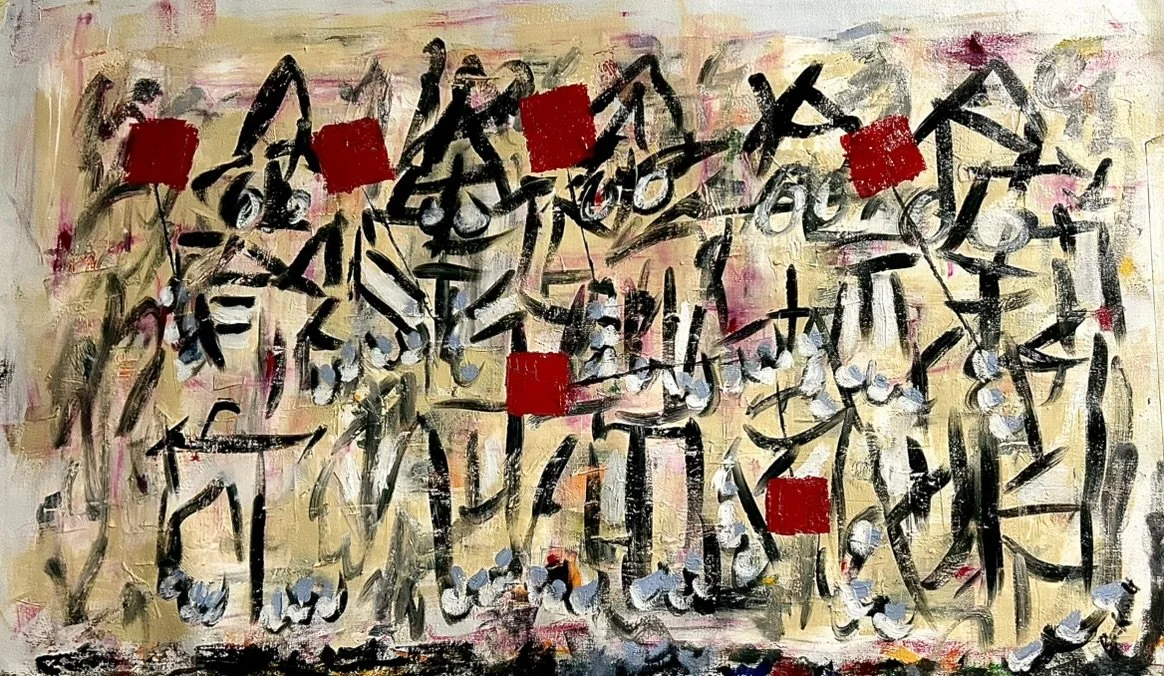 En busca de la Paz | Oil | Linen | 35 x 21 inch. (89 x 53) cm | 2026 | Non Stretched  | Certificate | Signed | SM | Los Olvidados Collection  Available 