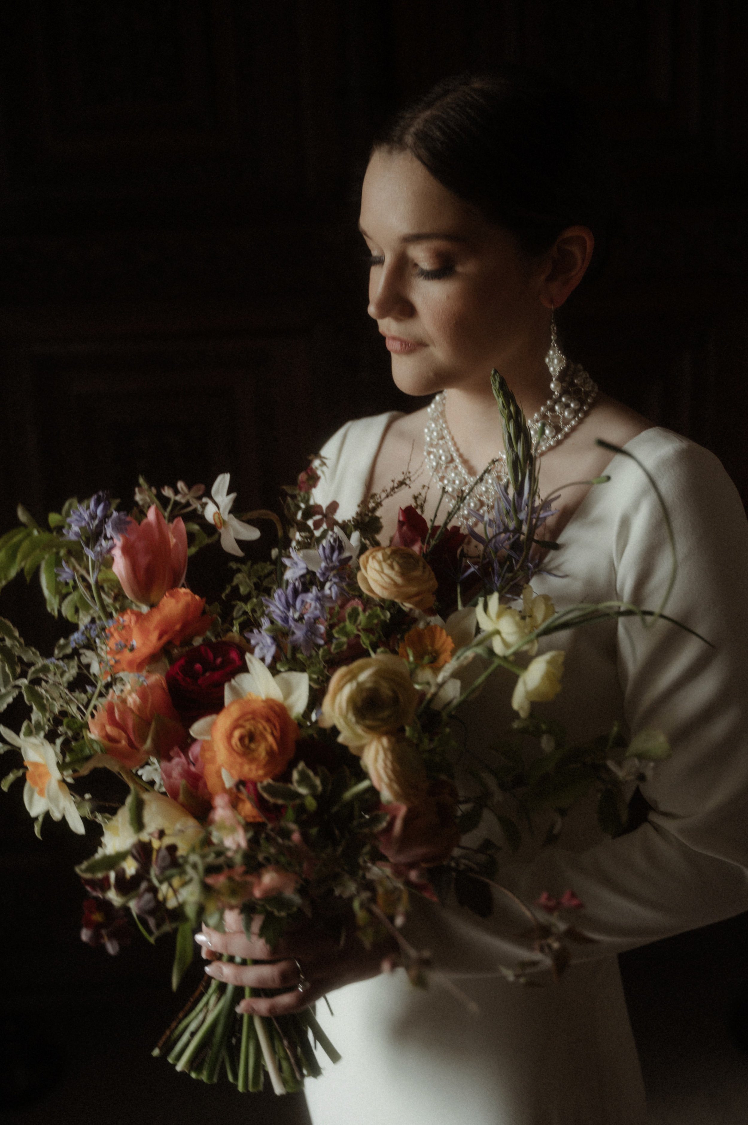 Spring flowers for wedding at Duns Castle, Scottish Borders