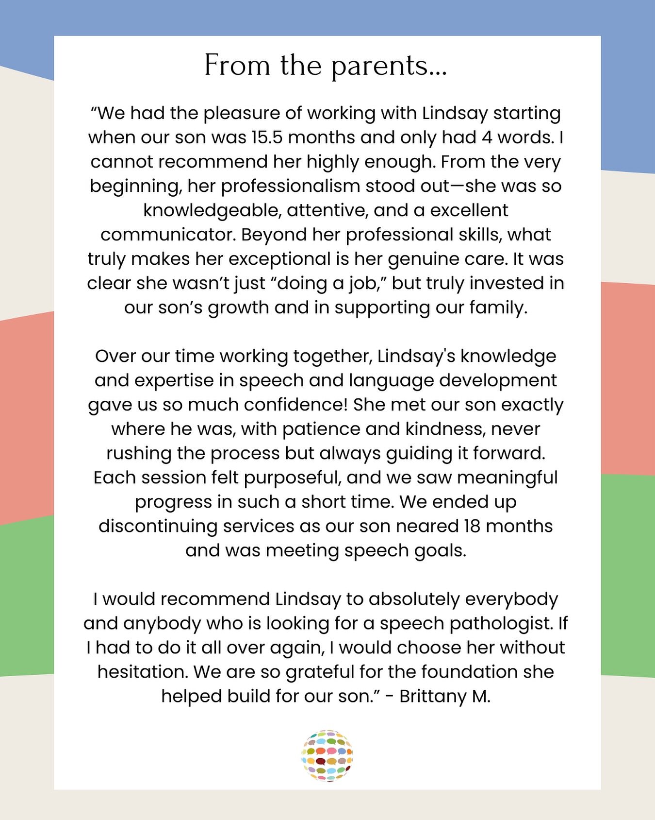The ✨BEST✨part of this job. 

#privatepractice #speechtherapy #slp #mainlinepa #mainlineparent #parent #parenttestimonial