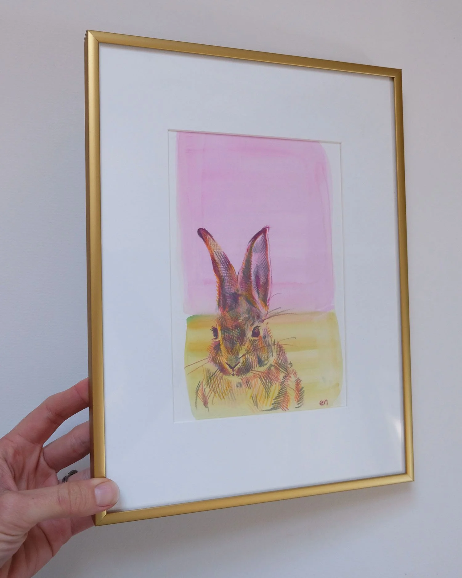 Buttercups and Clover - framed illustration