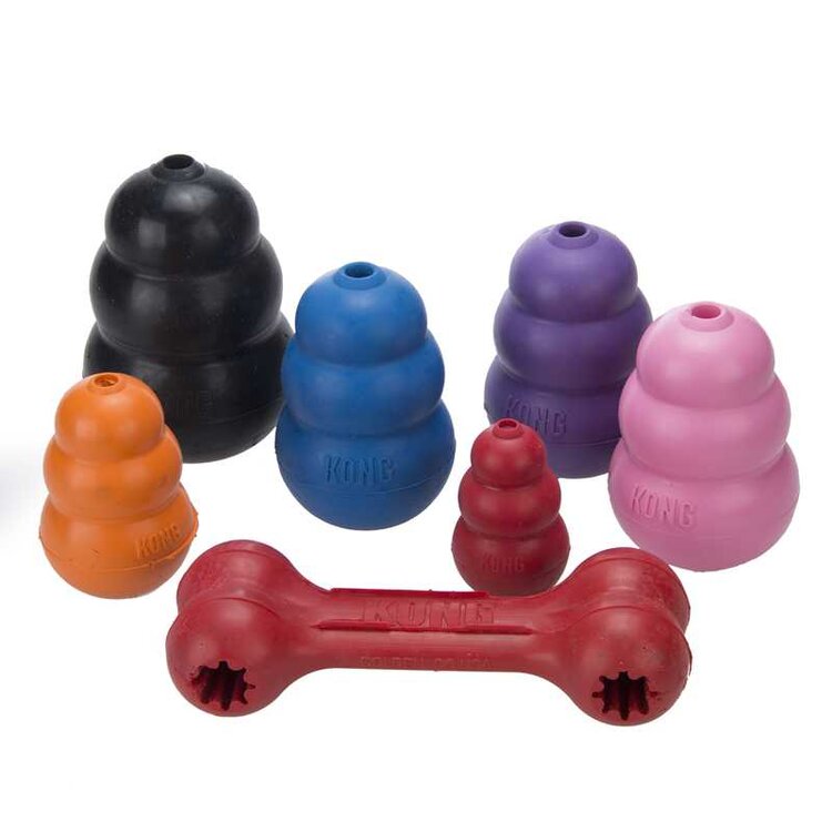 An assortment of Kong toys.