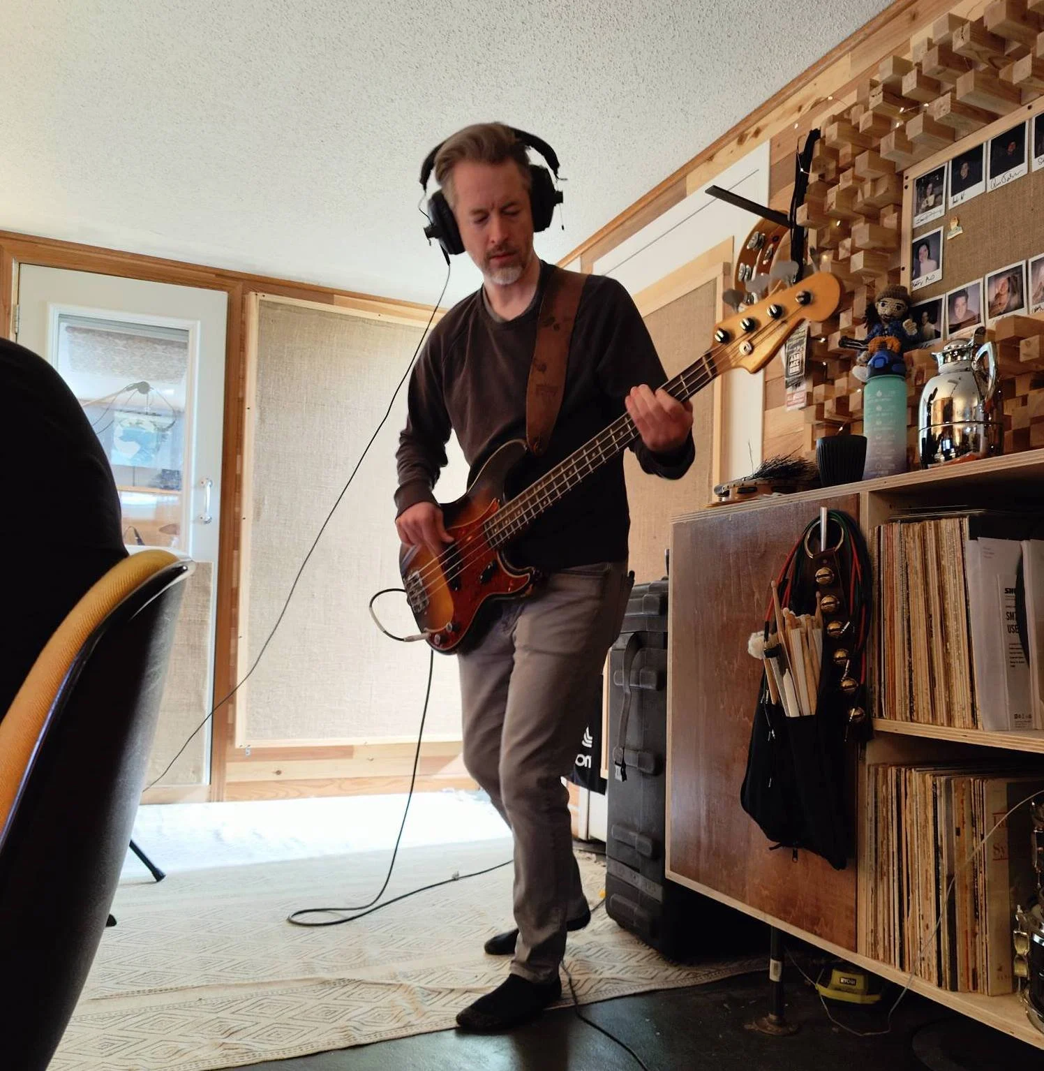 Recording bass for the Mind@Large EP at Golden Bear in Des Moines, IA - Feb 2023.