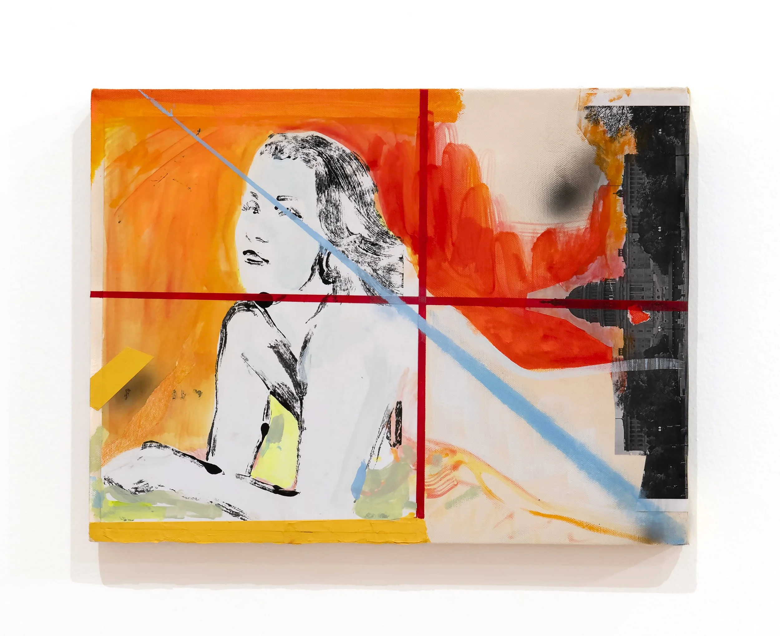 "fried"
2026 
acrylic, ink, oil, heritage foundation screen capture on canvas, Photo Credit: John Carlano