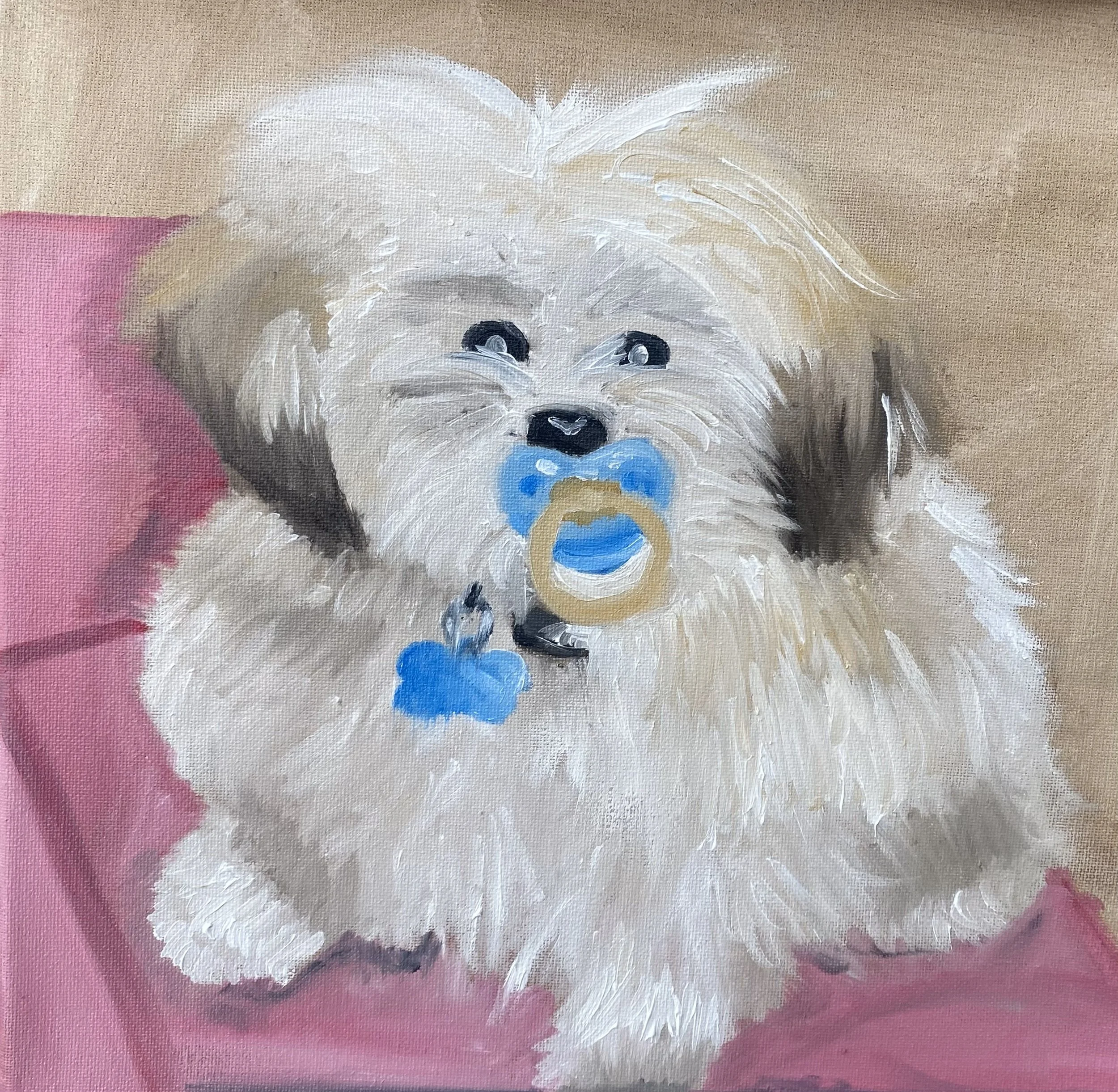 "Puppy" 2024, Oil on canvas, 12” x 12” 