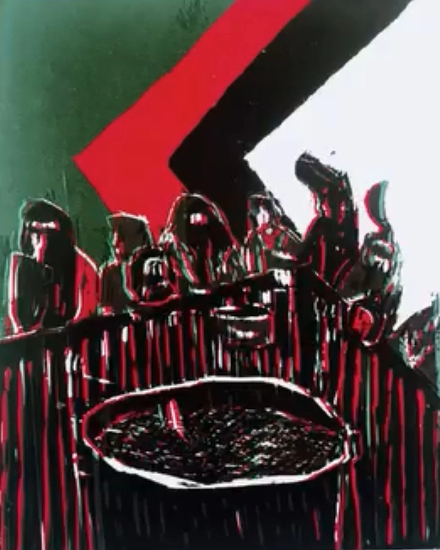 "A Prayer for Palestine" 2025, Wood carving relief print making on paper, and ink 11" x 14"
