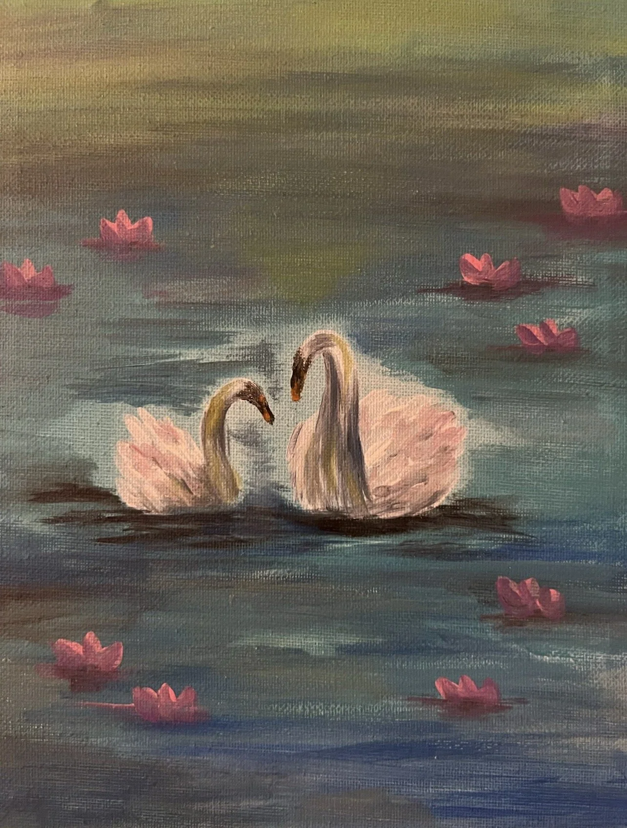 Swans, 2024, Acrylic paint on canvas, 8" x 10"
