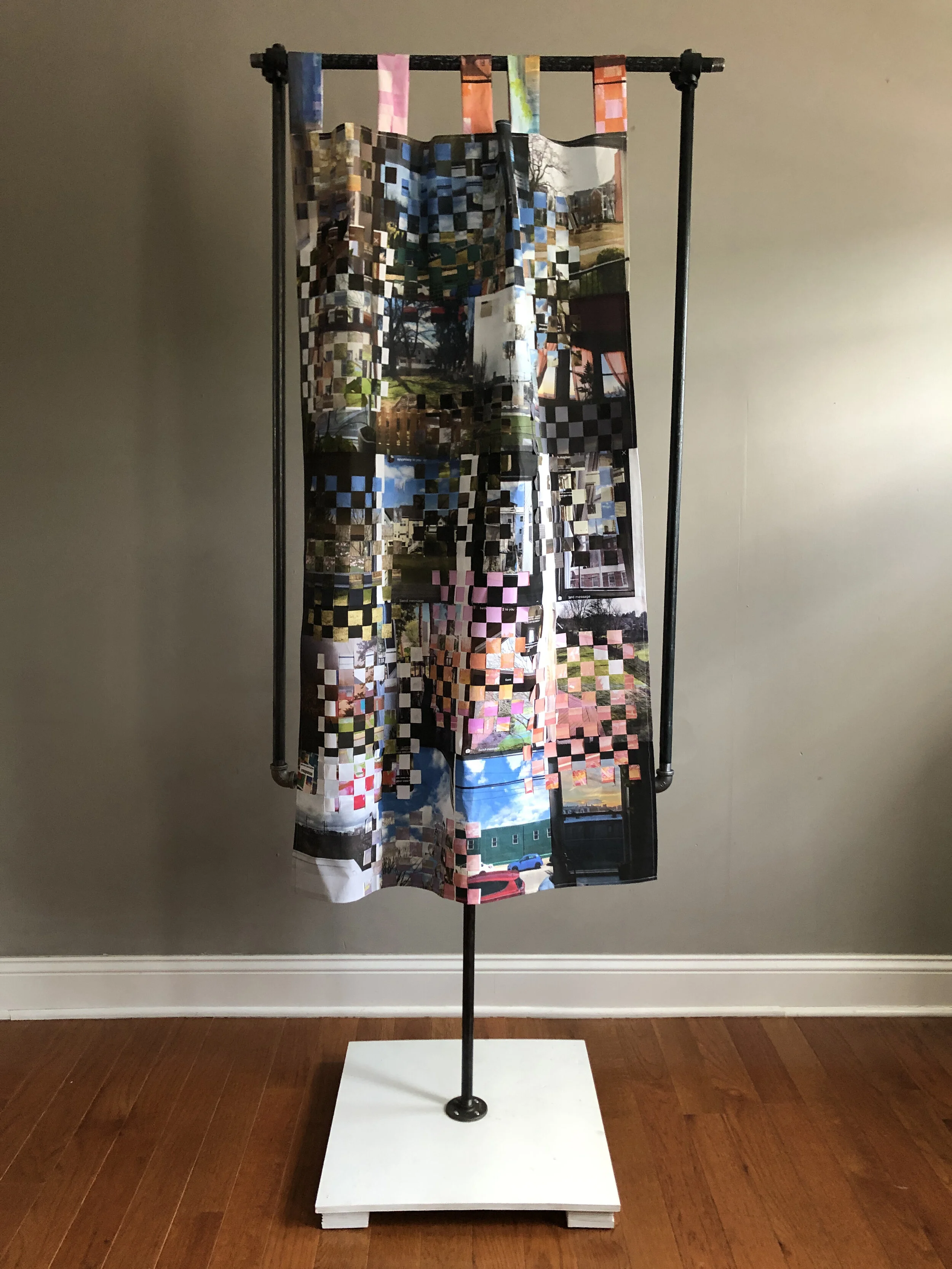"View at a distance," 2020, Printed Cotton, 60" x 30".