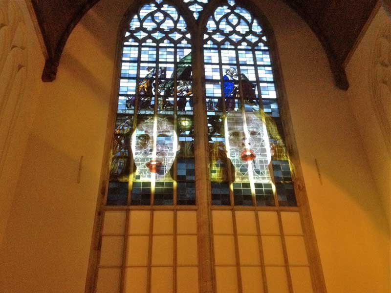 Tony Oursler, I/O Underflow, 2014-2015, Oude Kerk, Amsterdam, courtesy of Jacqueline Grandjean.
