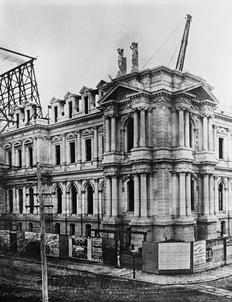  Philadelphia City Hall construction, 1881, photo in public domain. 