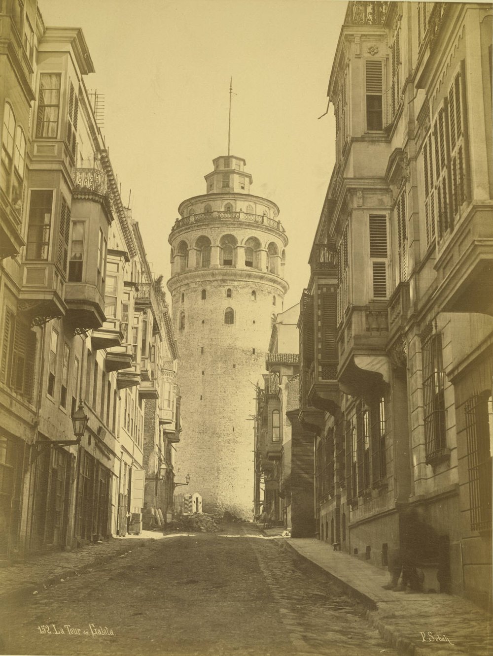  Pascal Sebah, Galata Tower seen from the Büyükhendek Street, 1870s, photo in public domain. 