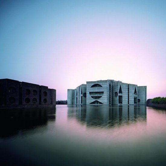 Jatiyo Sangsad Bhaban or National Parliament House, Dhaka, Bangladesh. Designed by Louis Kahn in 1961 and completed in 1982, photo from Architectuul.com