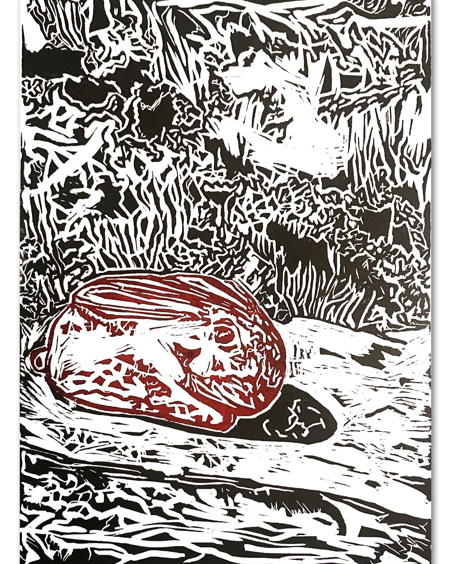 Garden Of Senses, 2023, Relief Print, ink on BFK Rives, 9” x 13”