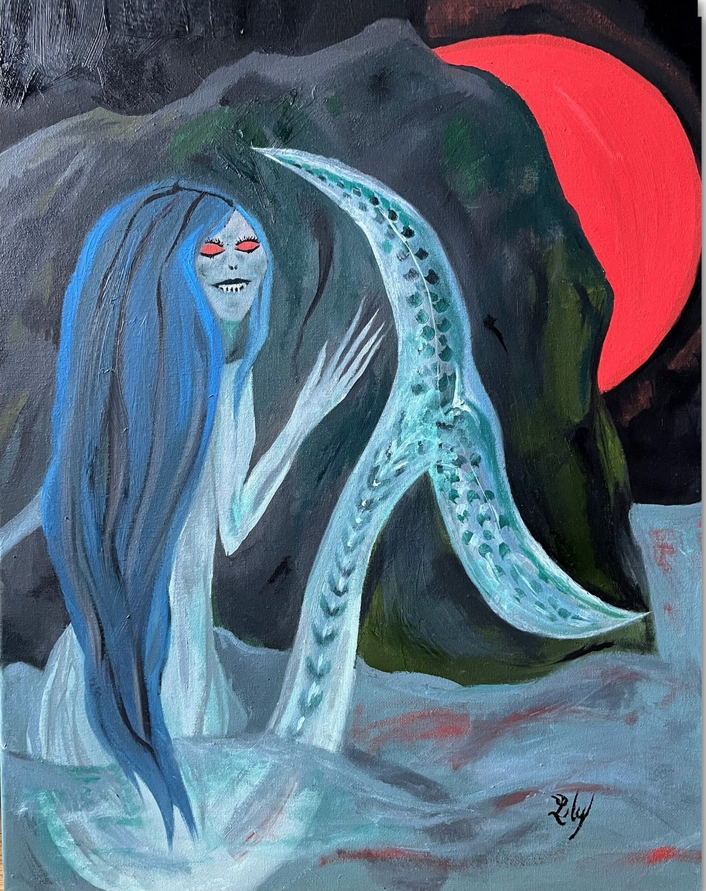 Mermaid’s Hour, 2023, Oil and Acrylic, 16” x 20”