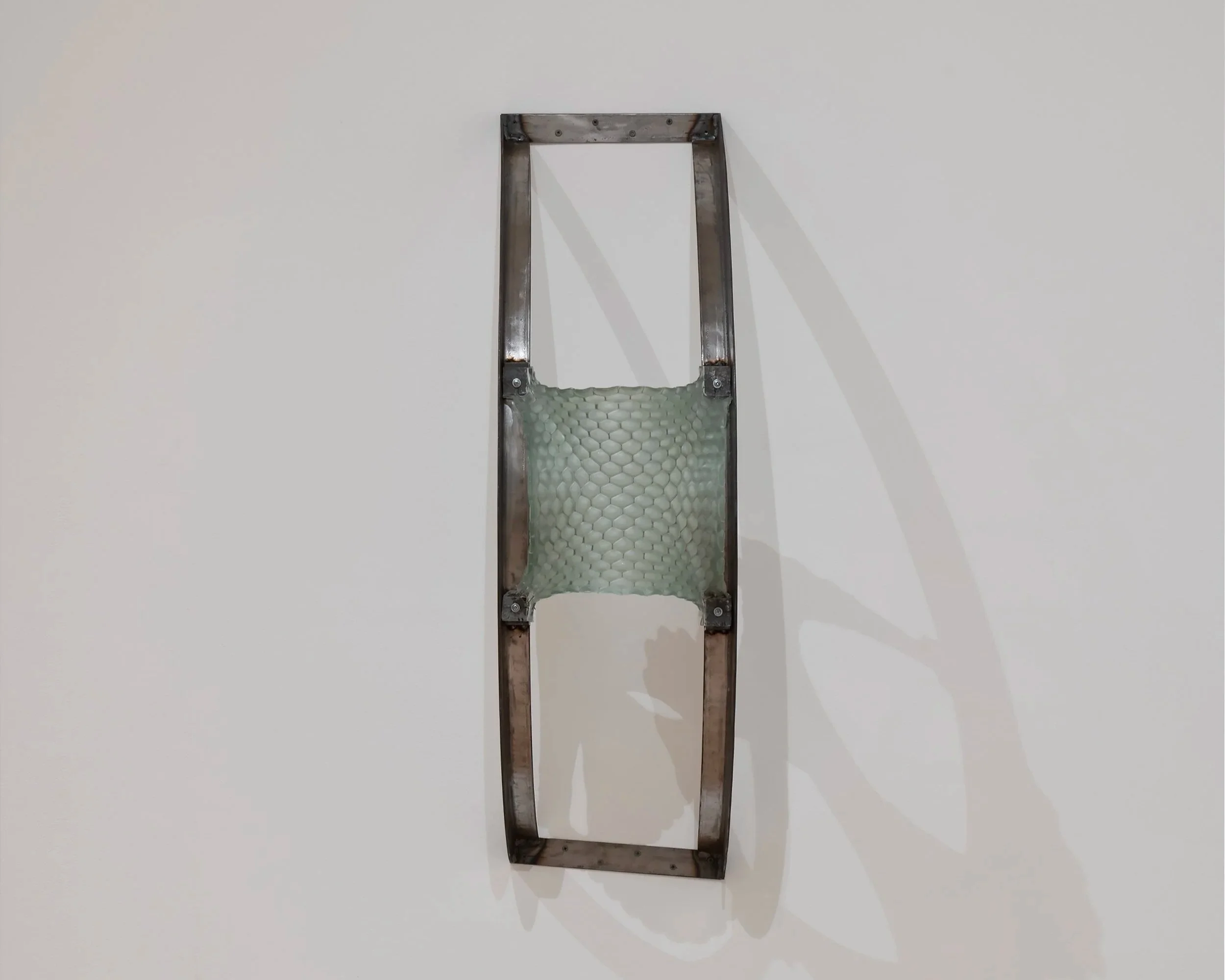 "Held in Reflection," 

Steel and safety glass, 

41”x12”x20”, 

Photo Credit: John Carlano 