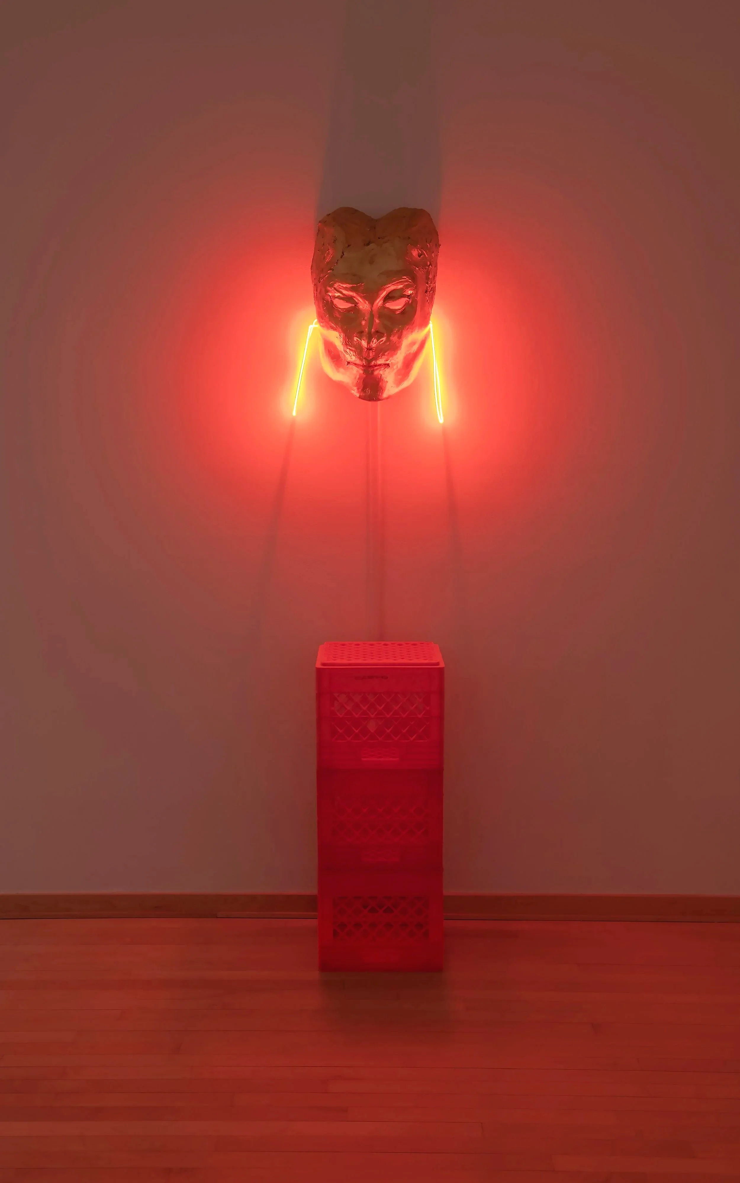 "I'll be the Light," Installation, ceramic, neon and plastic orange milkcrates, 84" by 24" Photo Credit: John Carlano