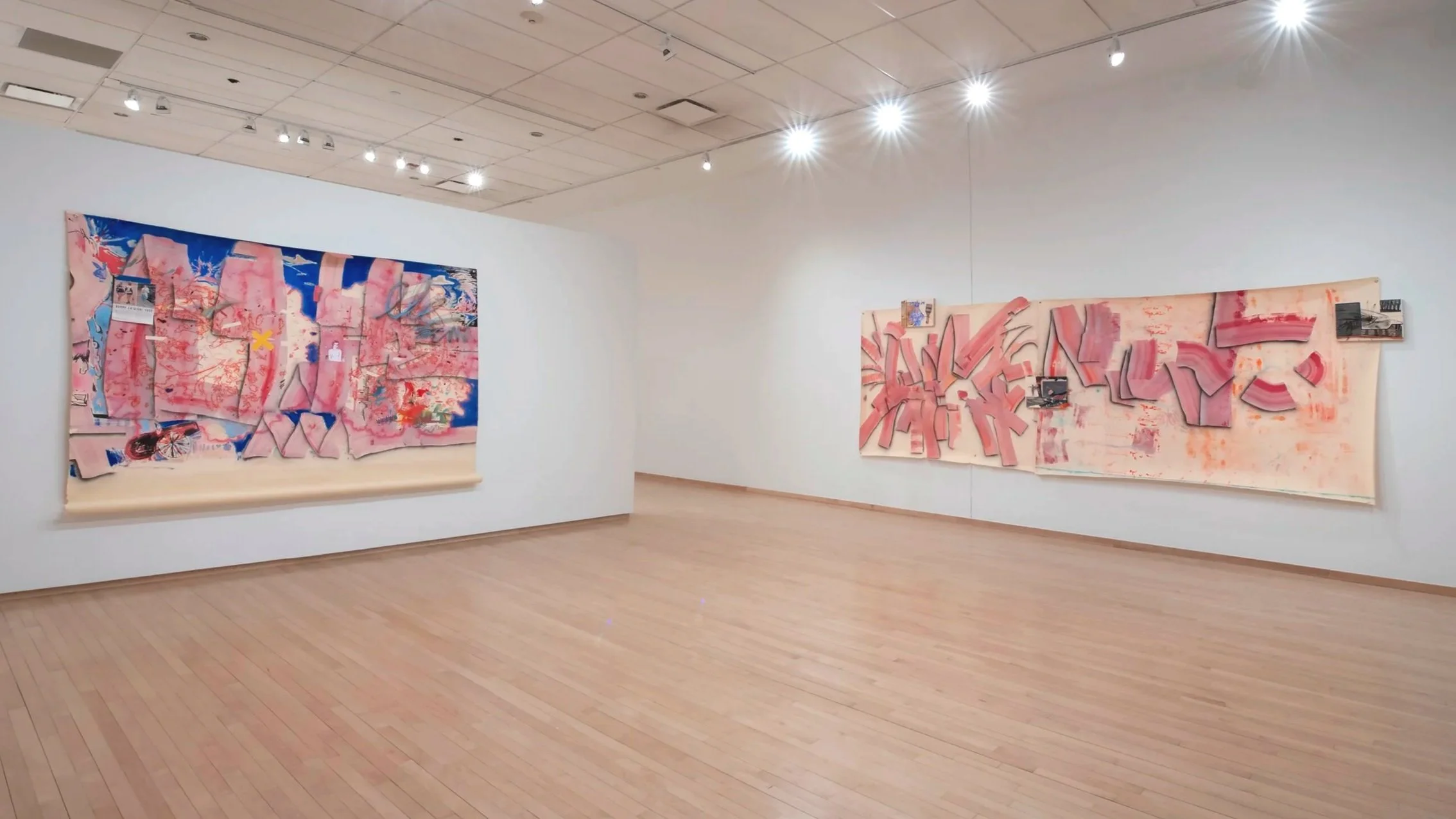 Bombshell (installation view)
2026
batter, pink slime, ink and grommets on 
paper, Photo Credit: John Carlano