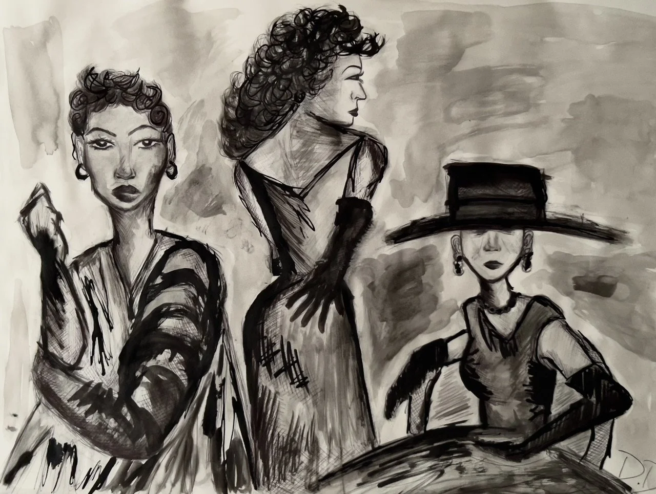 Untitled, 2023, India ink on paper, 16" x 20"