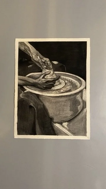 "In Gods Hands Pt 1" 2022, Charcoal, 30" x 40"