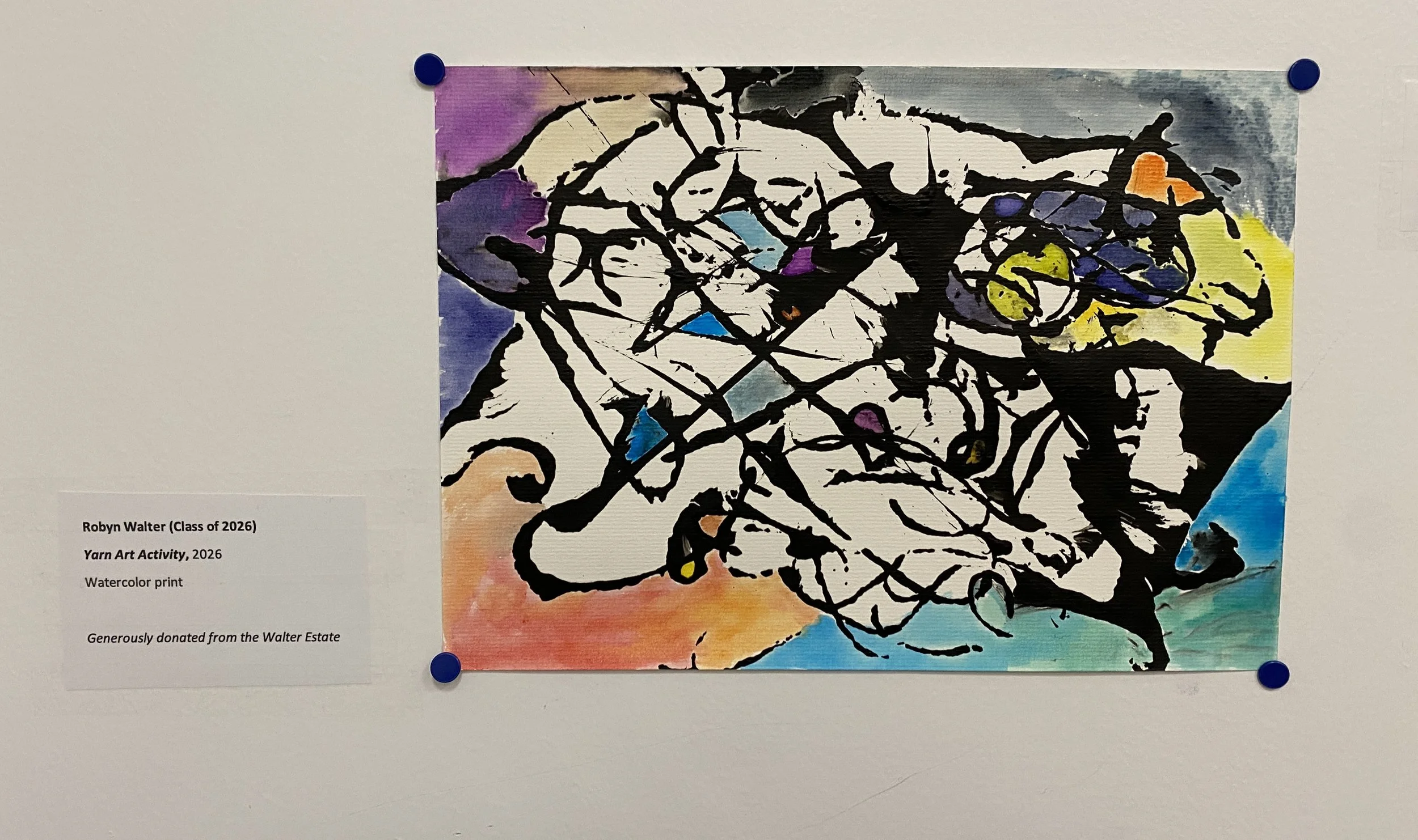 "Displaying Growth" 2026, Art Piece: Watercolor and Acrylic Paint, Printed Titled 
Index Card, Art Piece: 9” x 12”, Index Card: 4” x 5"