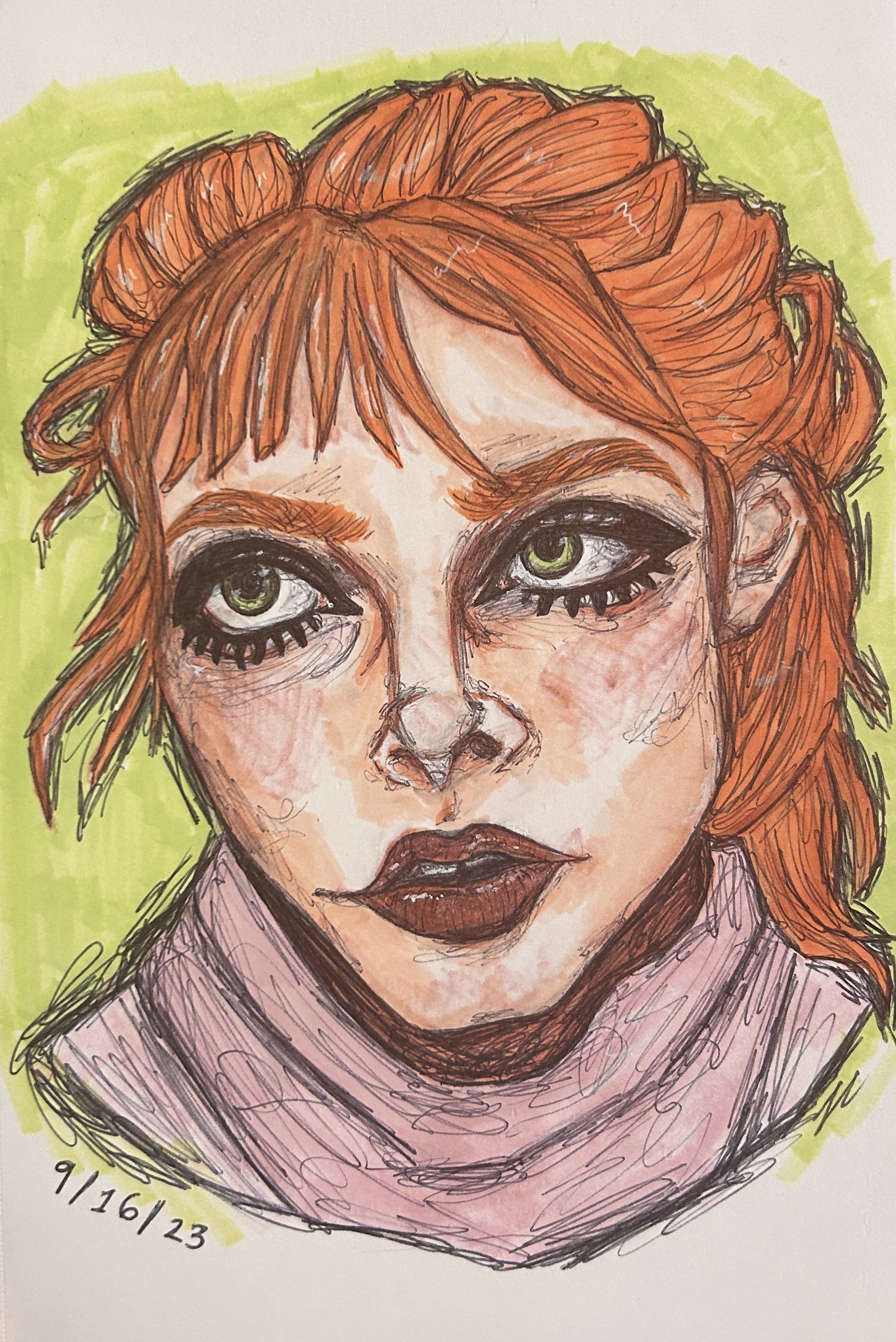 "October Girl"
(2023)
7 x 6 in
Alcohol-Based Markers on Paper