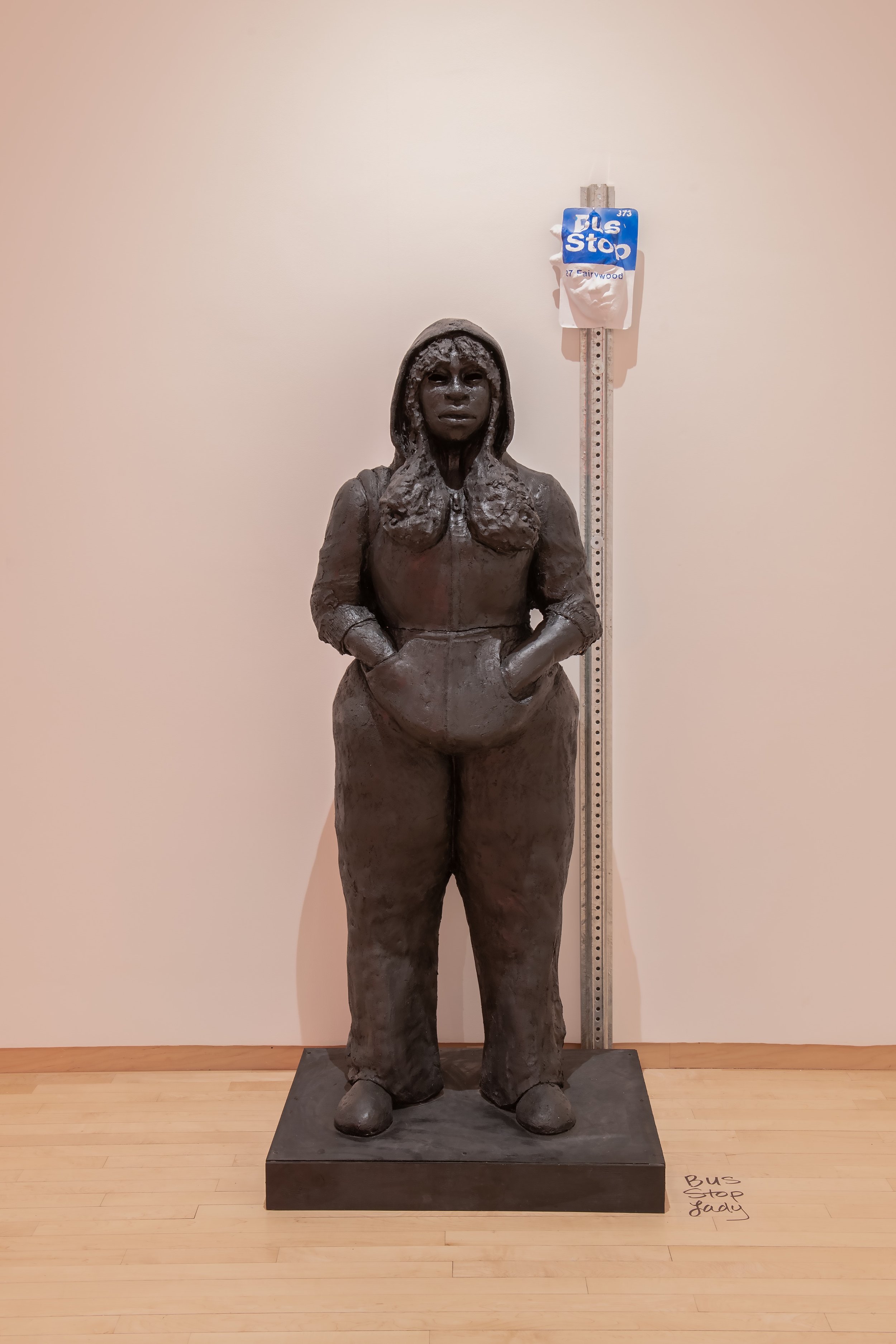 "Bus Stop Lady," Ceramic stoneware, steel and polystyrene, 72" by 24" Photo Credit: John Carlano