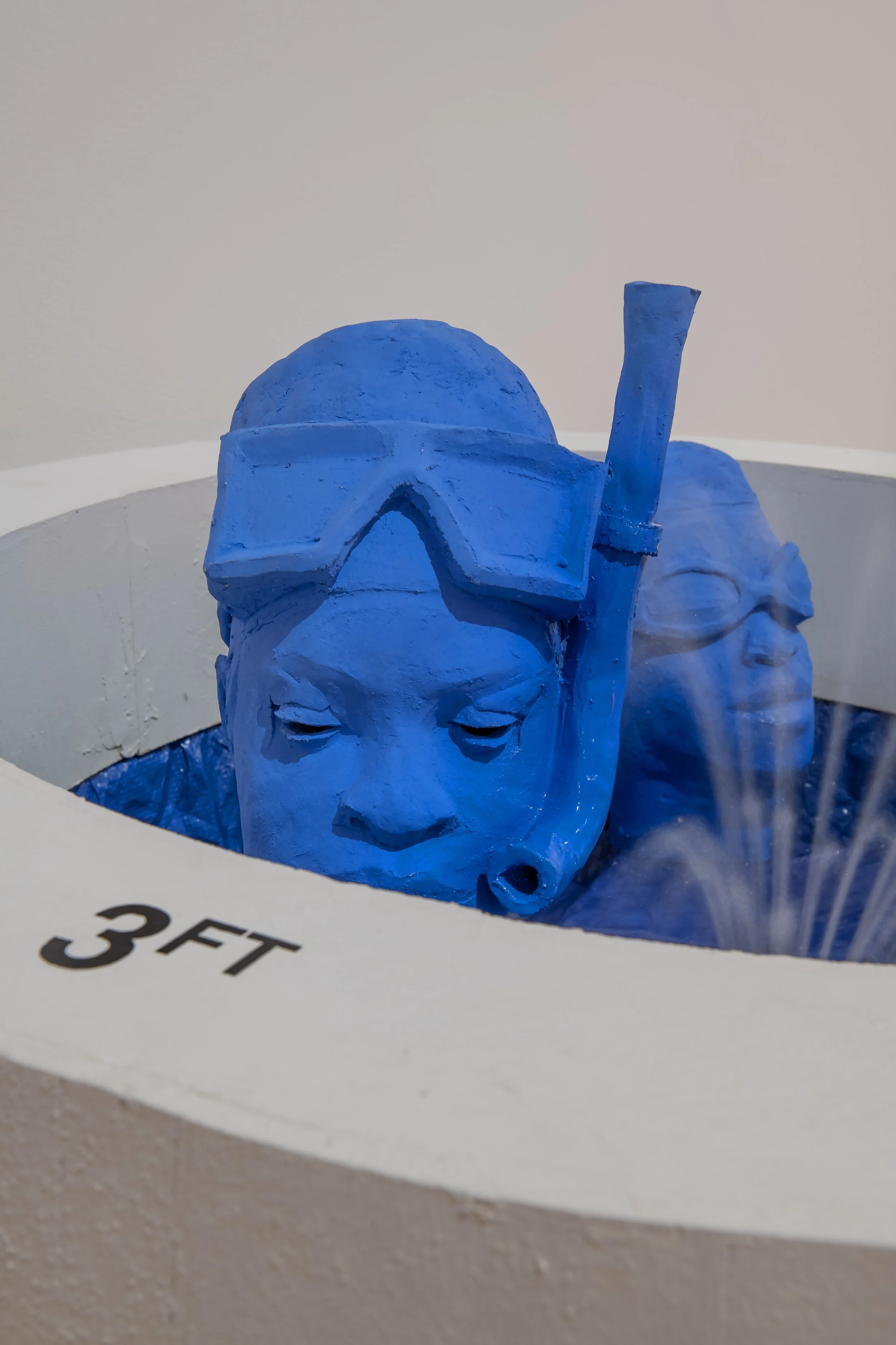 "Public Pools" (detail) Ceramic stoneware, water, wood and mixed media, 42" by 48" Photo Credit: John Carlano