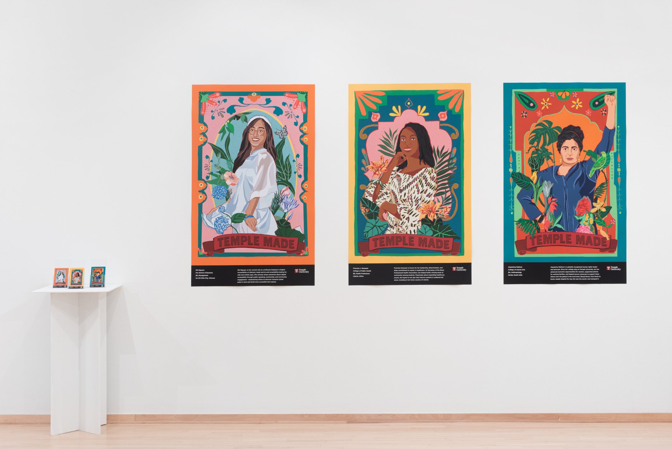 "Temple Made Alumni Portraits" 2025,
Installation view. Illustration, poster, postcard. 40" x 60".
Photo credit: Neighboring States