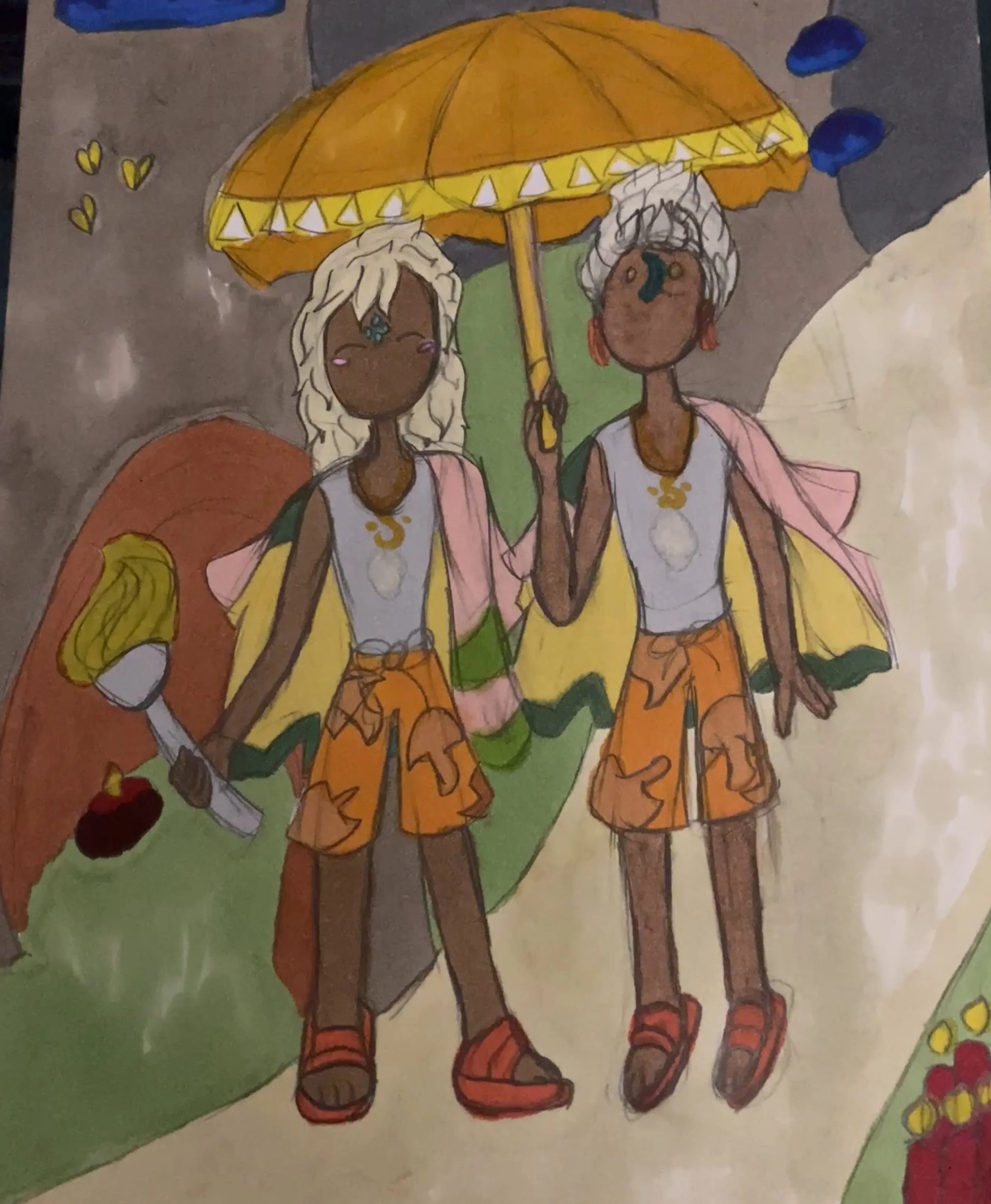 "Summer" 2024, Pencil and Artist Markers, 8.5” x 11"
