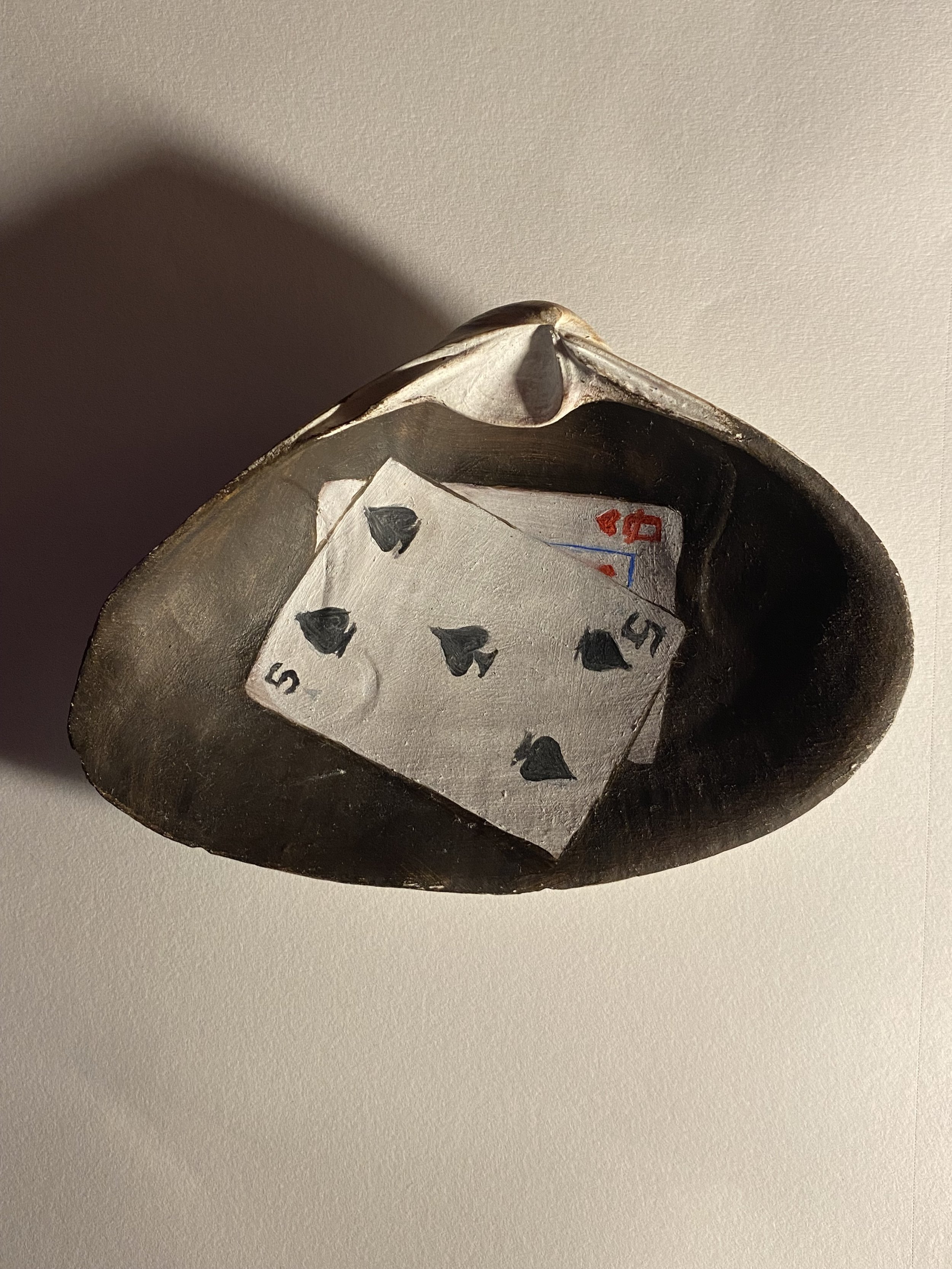 Playing Cards, 2023, Oil painting on shell. 6x4 in
