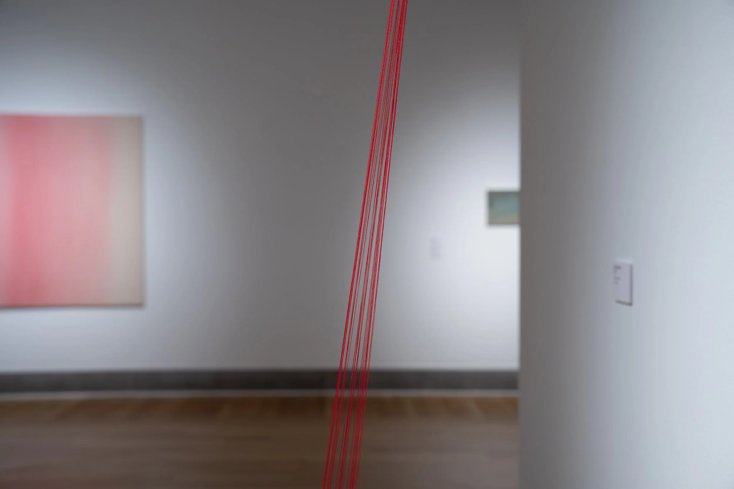 Mary Champagne,
Sunk cost, 
2025, 
Nylon, marble, steel. 
7" x 102" x 30"