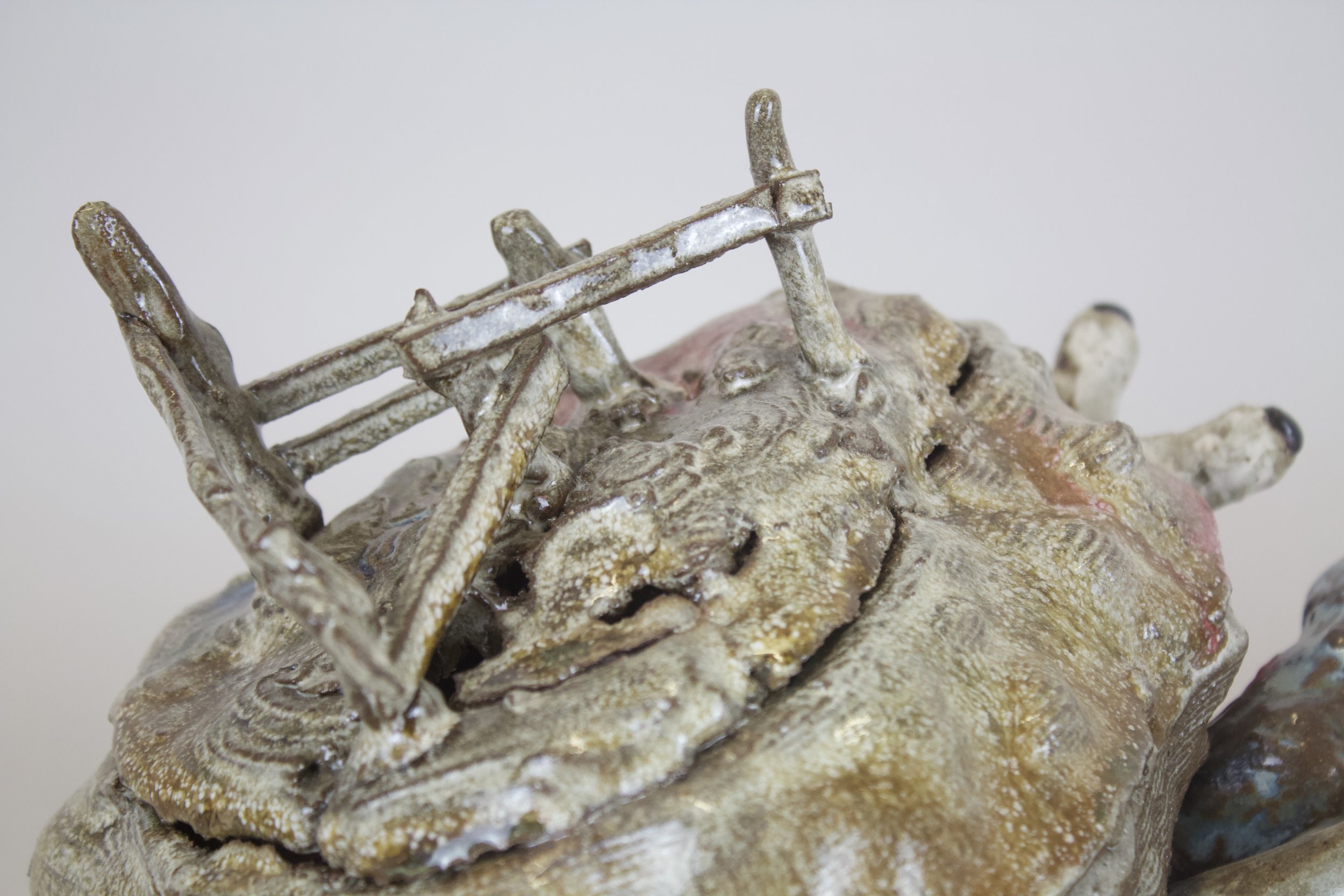 "Dital Crabs", 2025
Dimensions Variable
Terracotta, epoxy
Ceramic crabs were printed using a 3D clay printer after being rendered from the scan of the original ceramic sculpture