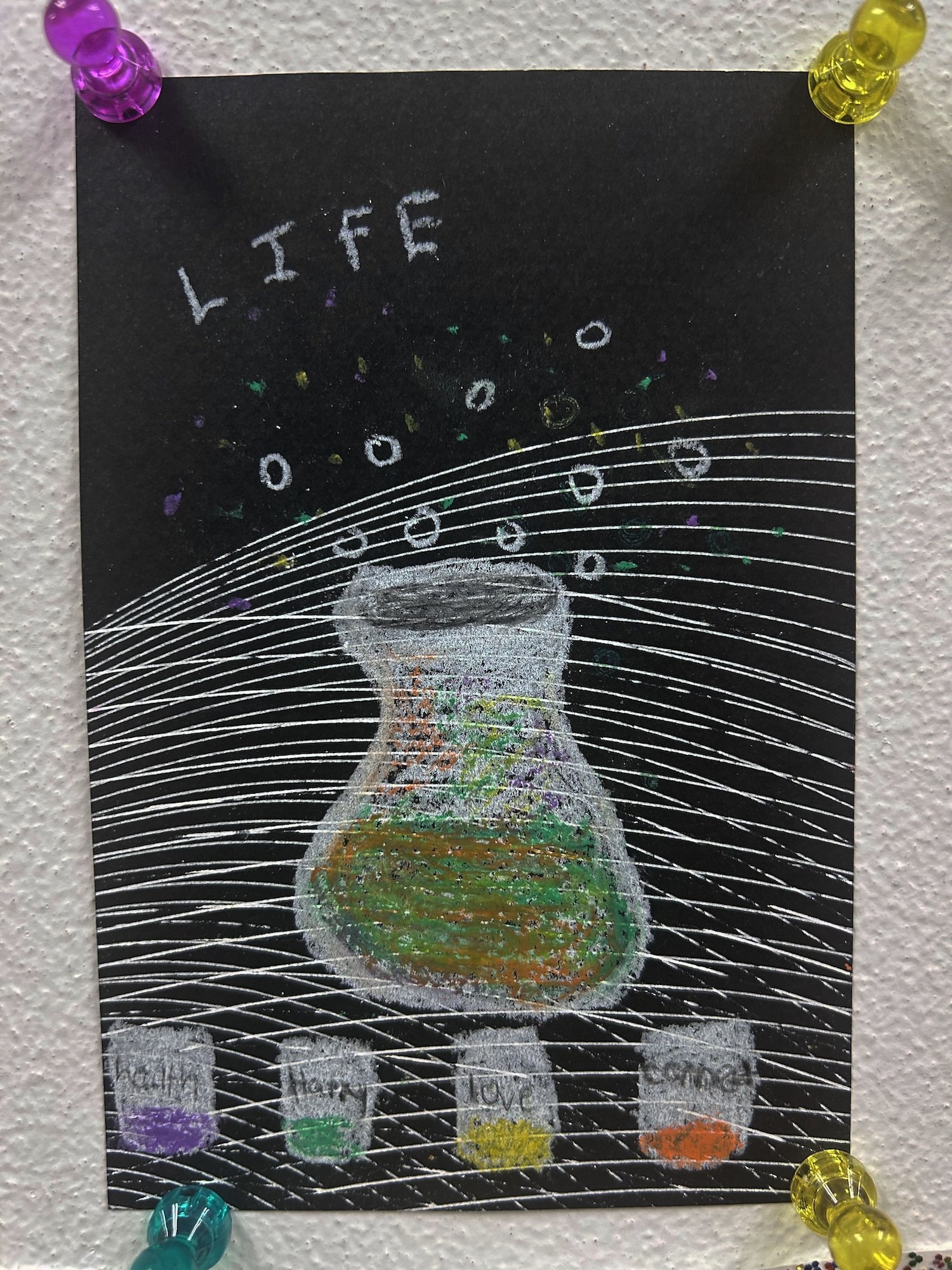 Visual note 1, Oil pastels on paper, 2024