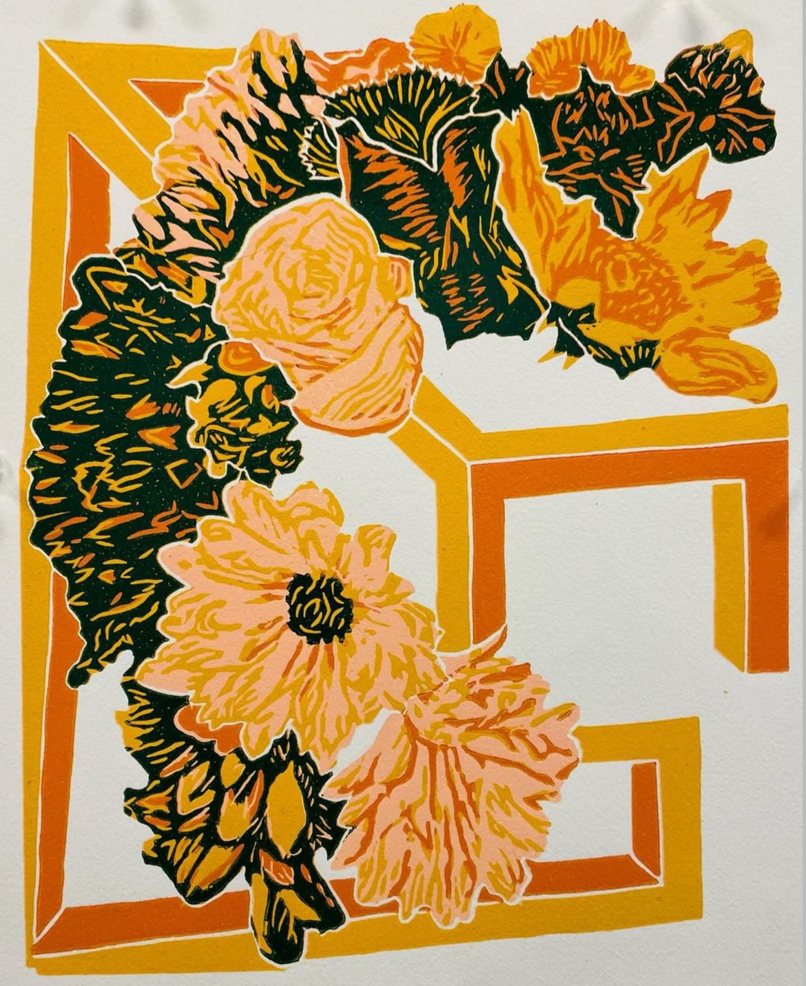 Flowers Given, 2024, Lino Print, 11x14 inch