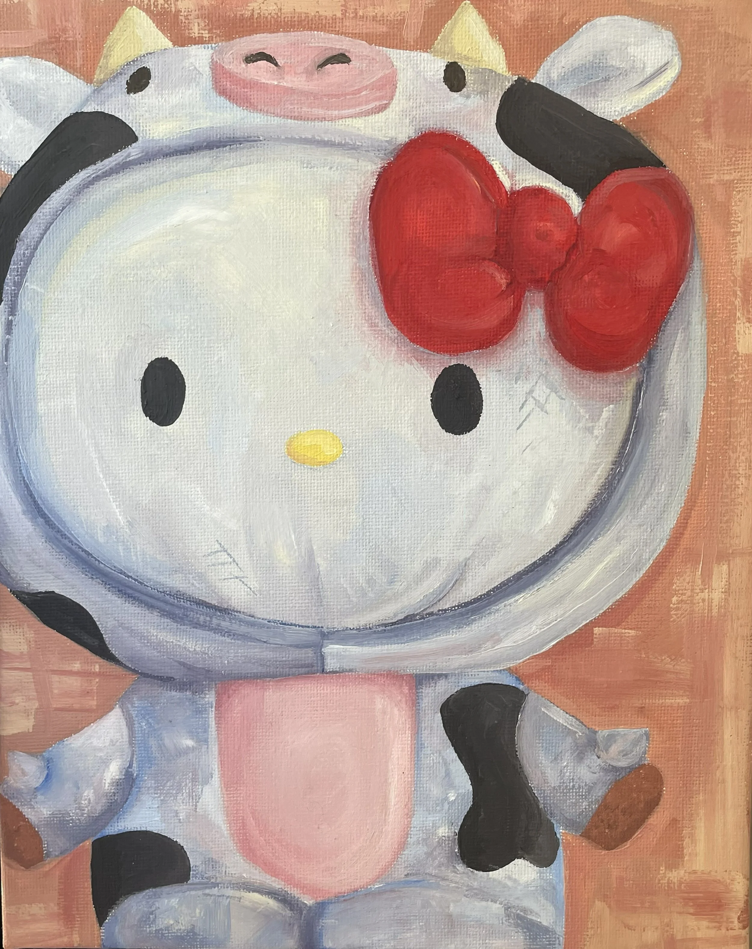 "Hello, this is kitty" 2023, Oil on Canvas, 8" x 10" 