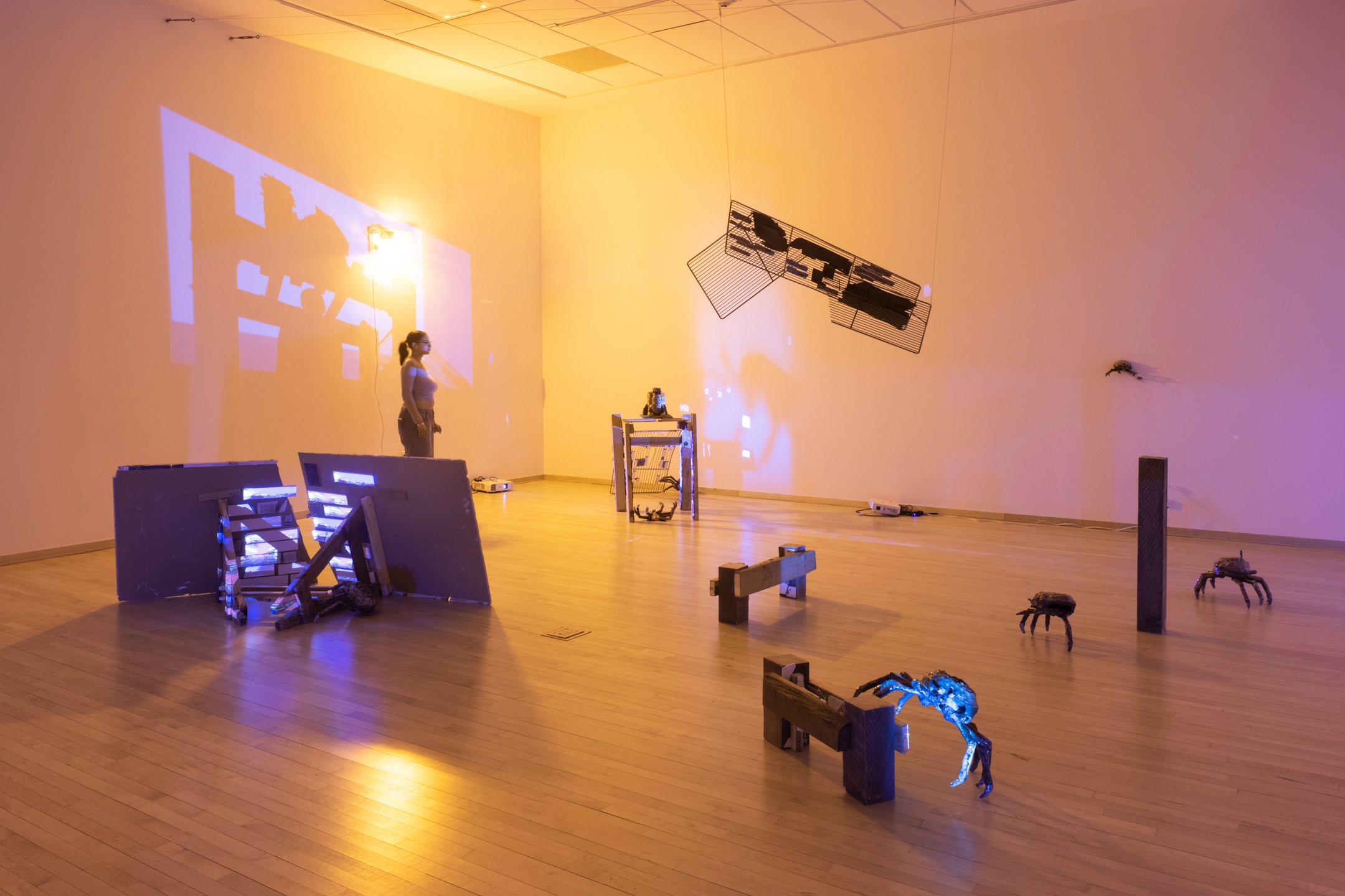 "To What New Place,"
Installation View
Reclaimed, construction materials, ceramic, low-pressure sodium light, multi-channel projection and sound.
Dimensions Variable
Photo Credit: Neighboring States