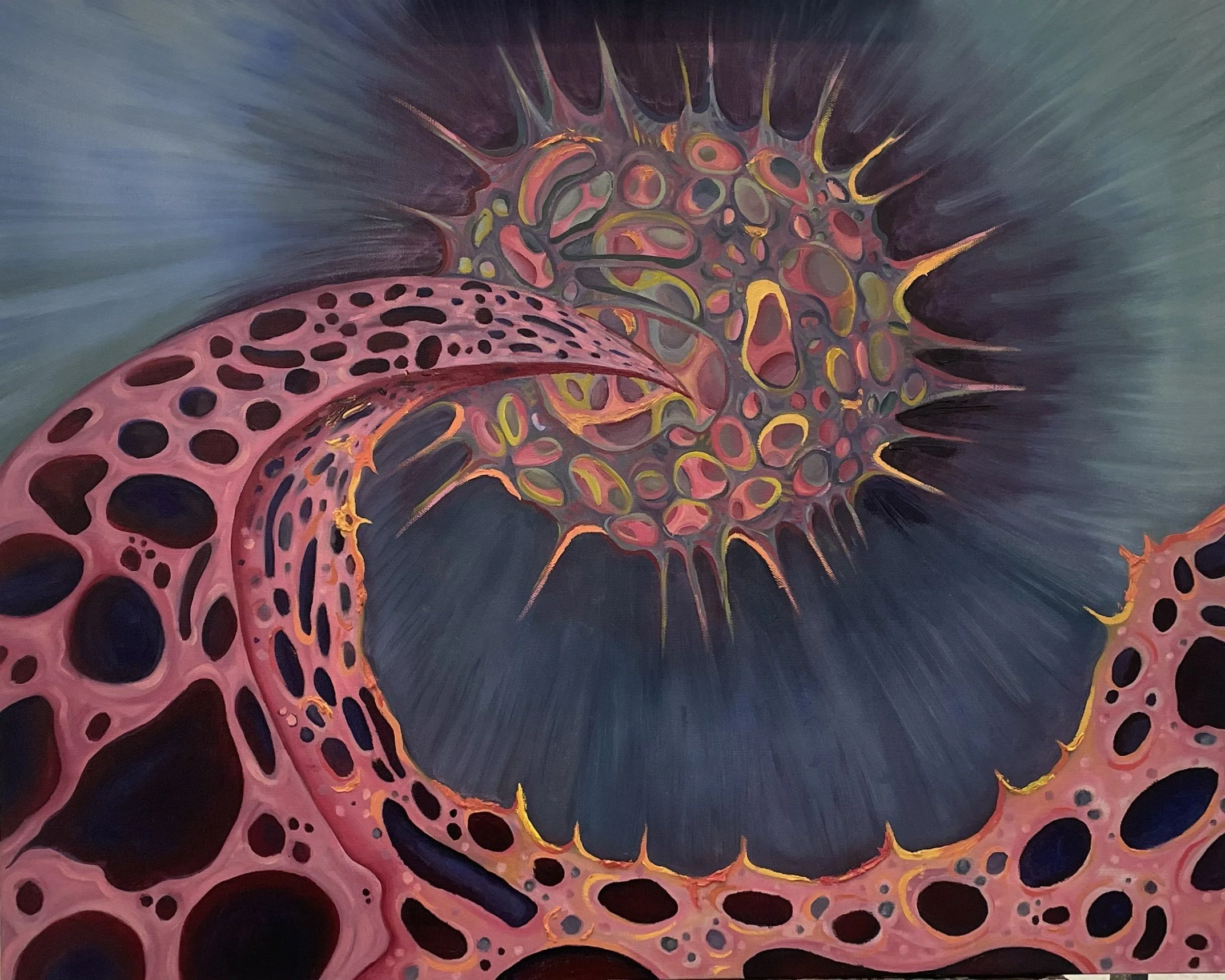 "Hexcore" 2025, Oil on Canvas, 24" x 26"