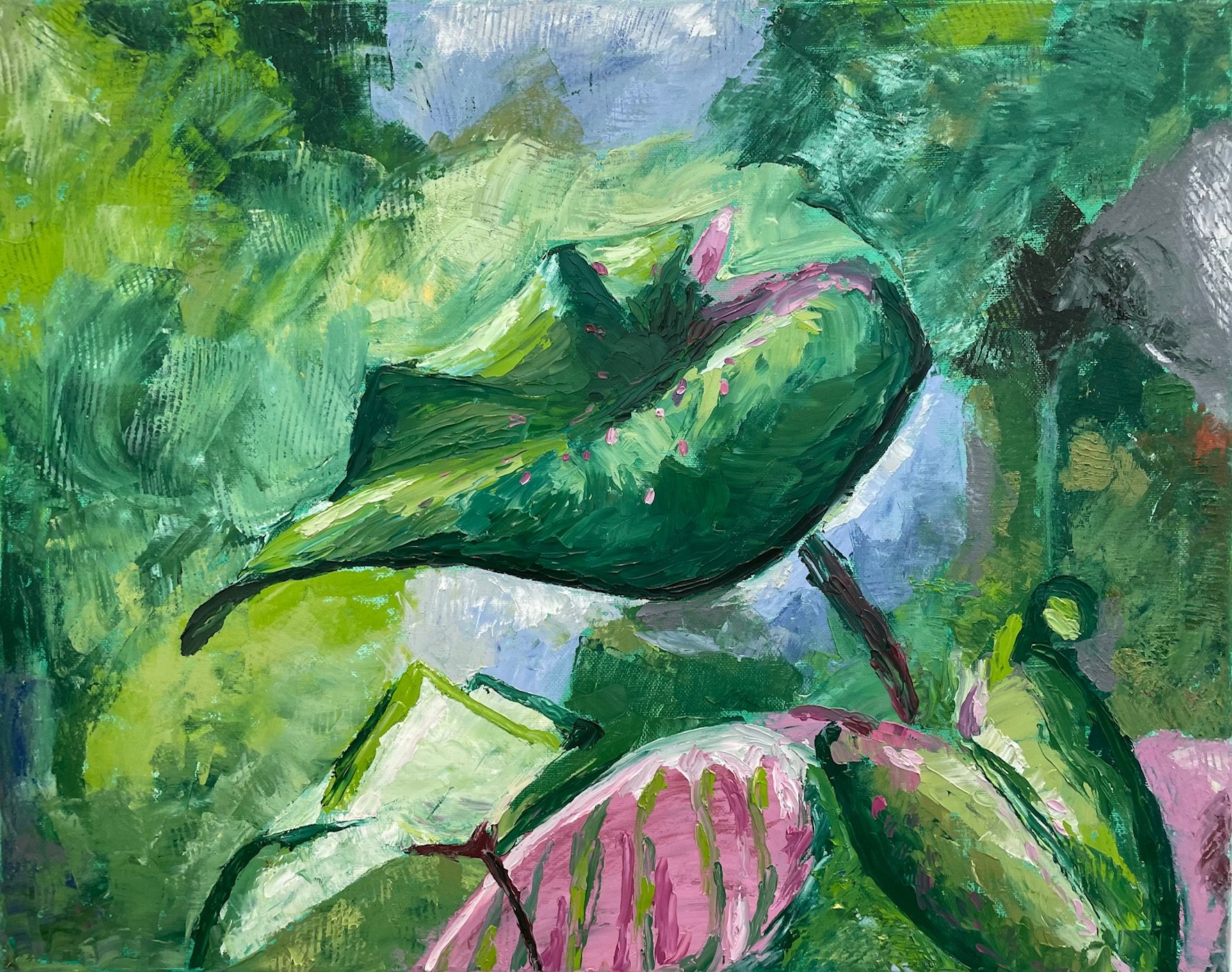 Texture Green, 2024, Oil Painting, 16x20 inch