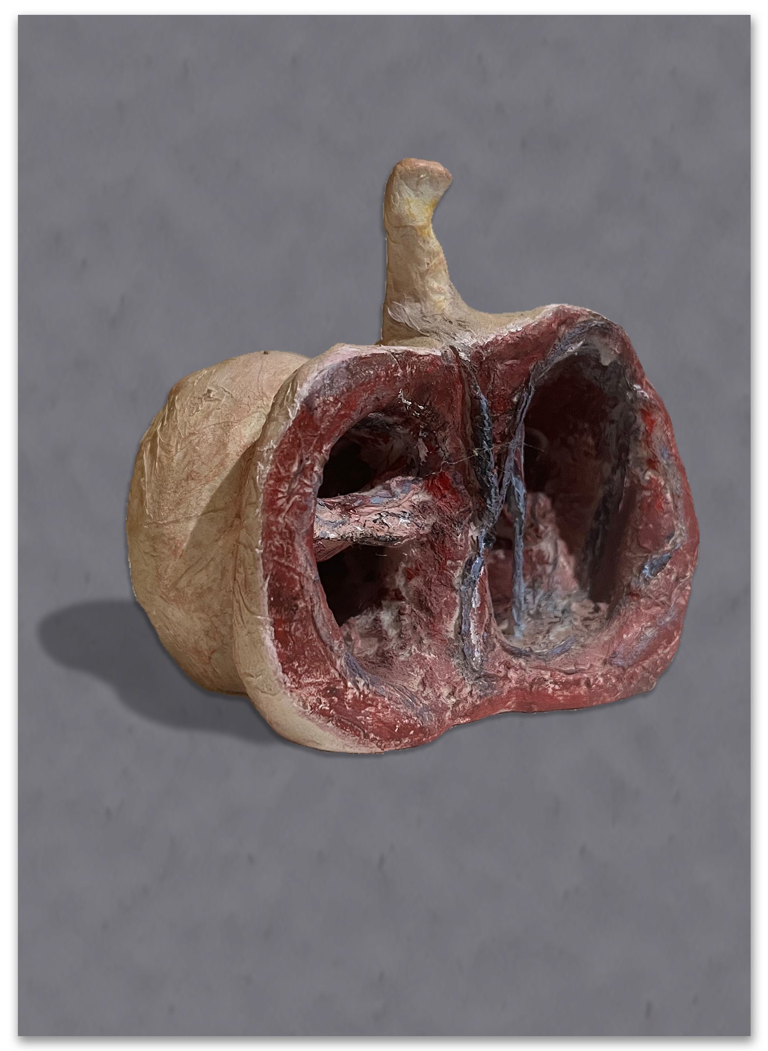 Pepper, 2020, clay, tissue, glue, acrylic, 4” x 3” x 2.5”