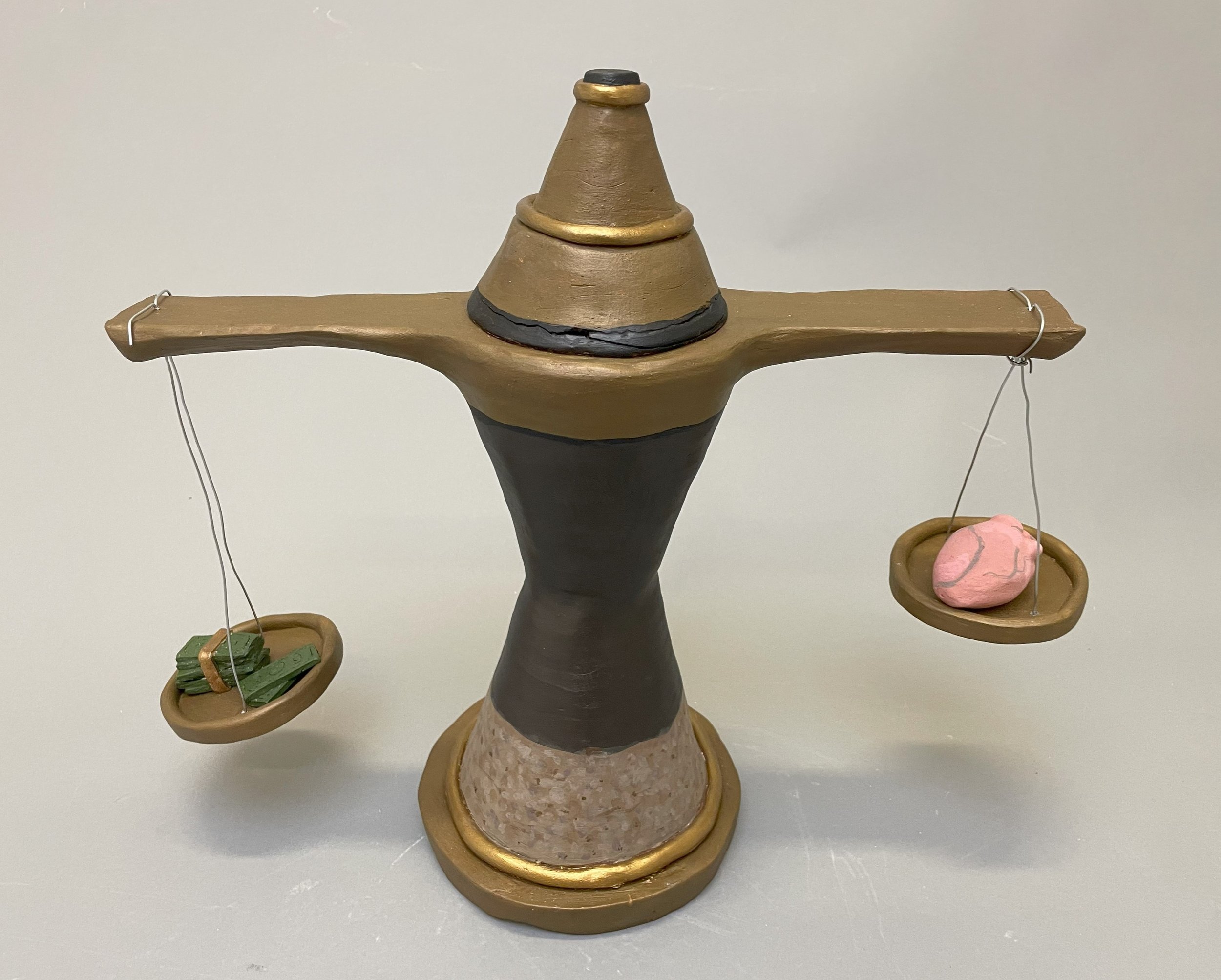 Weighing Options, 2024, Clay Ceramic and Acrylic Paint