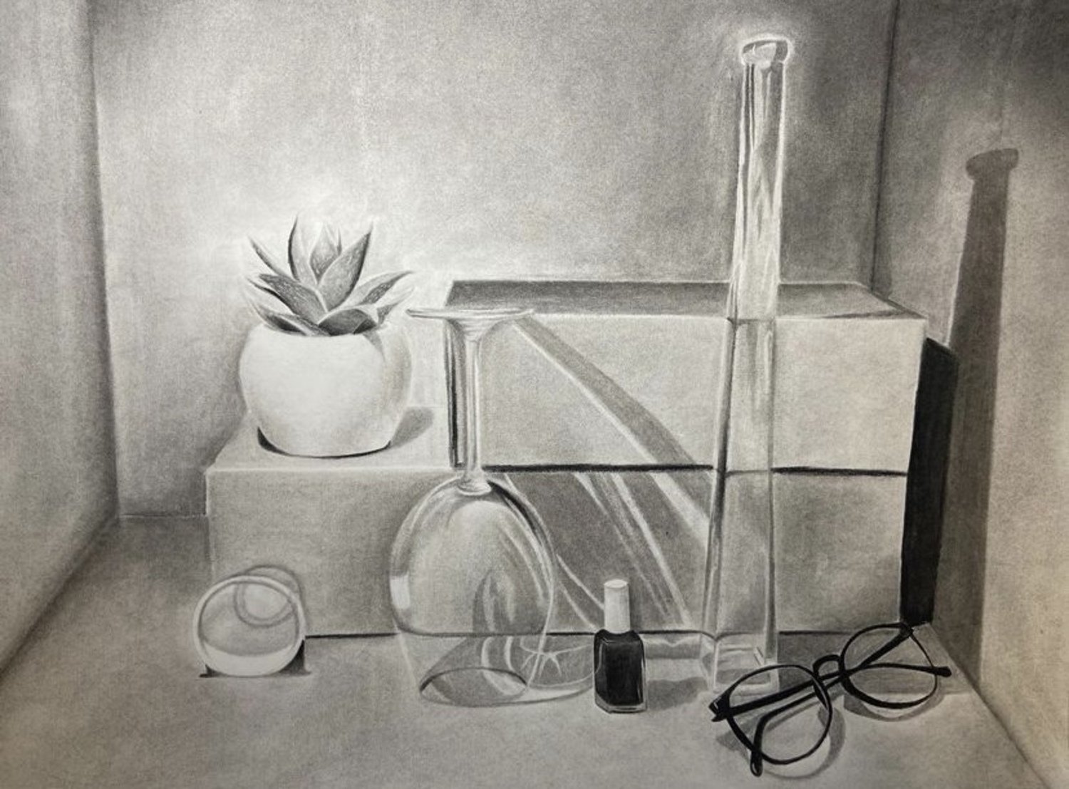 Still Life, 2021, charcoal, 48 x 22
